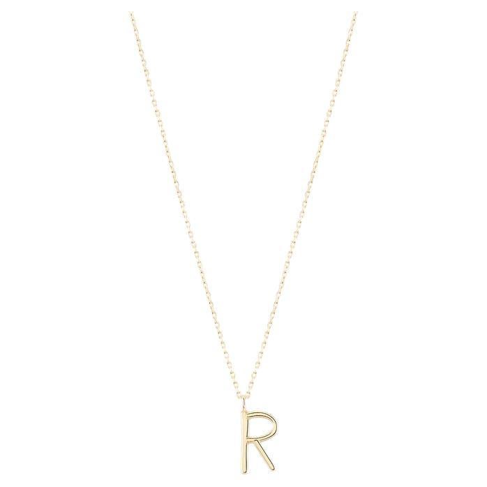 Golden Initial R Necklace For Sale