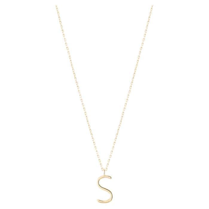 Golden Initial S Necklace For Sale