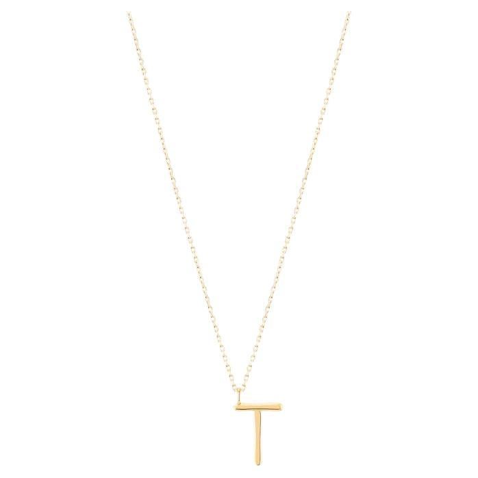 Golden Initial T Necklace For Sale