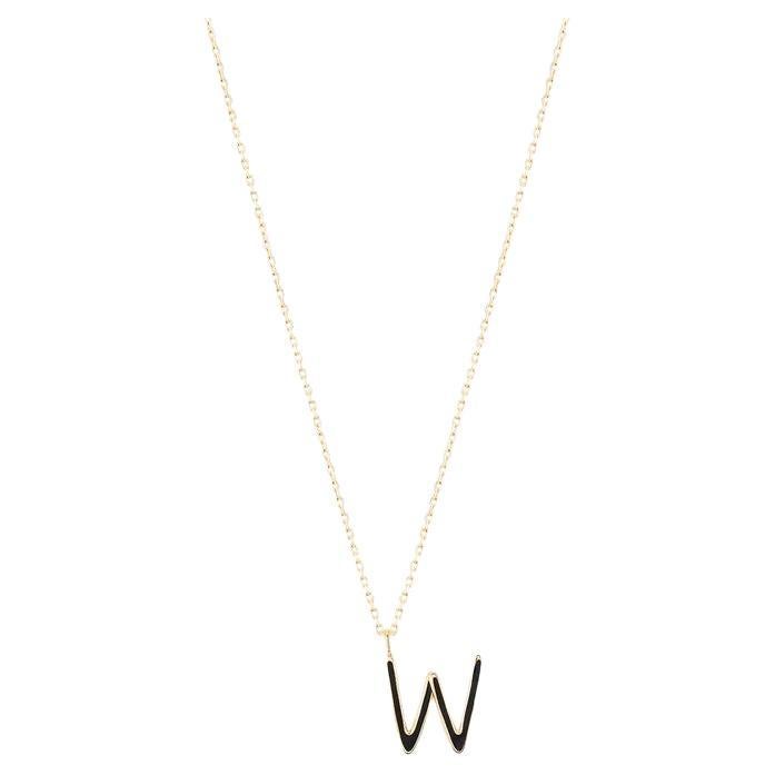 Golden Initial W Necklace For Sale