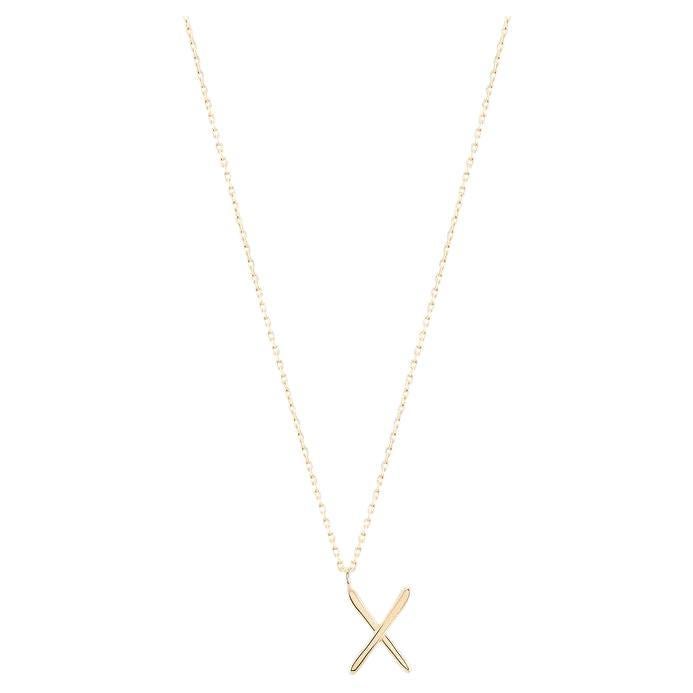 Golden Initial X Necklace For Sale
