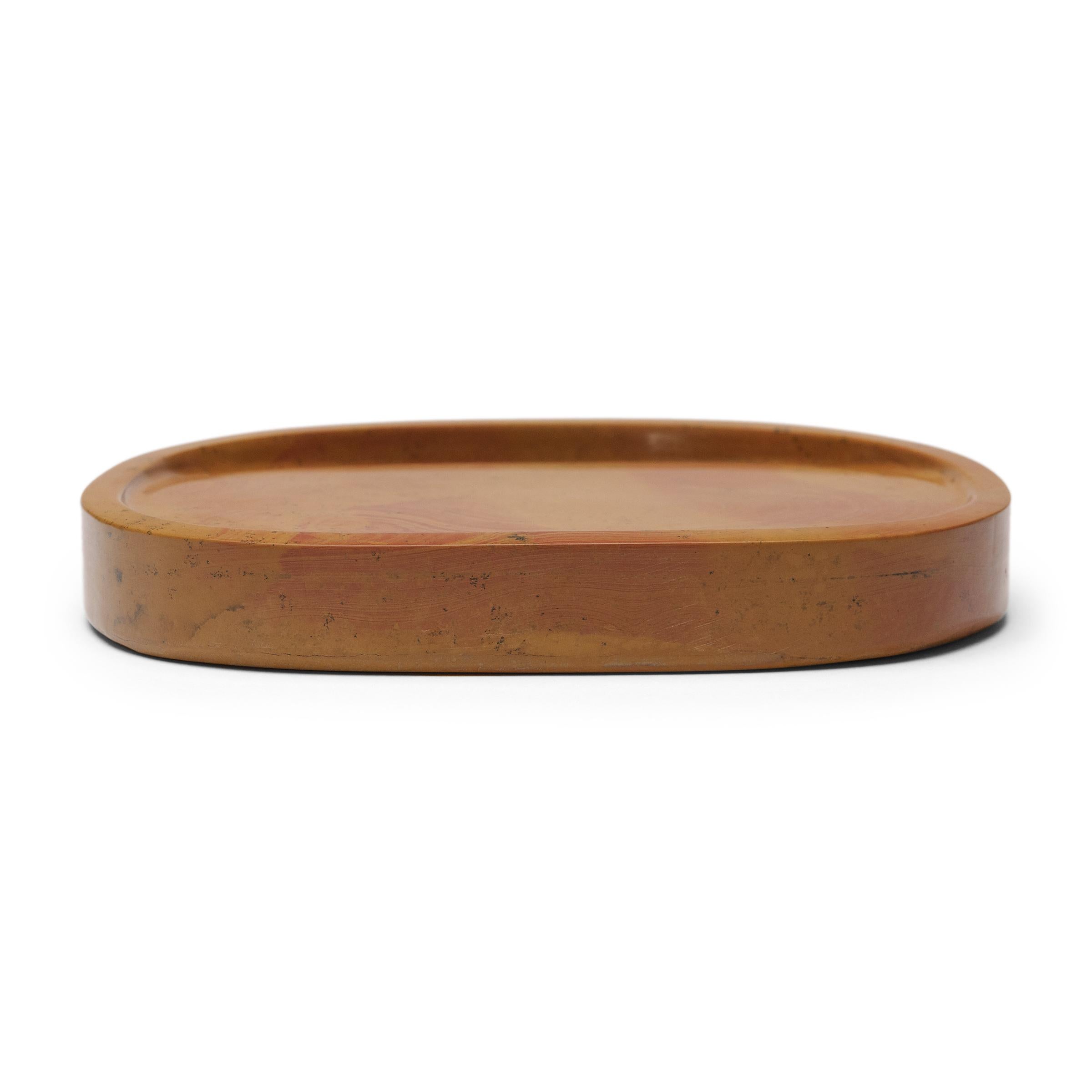 Carved Golden Inkstone Soap Dish For Sale