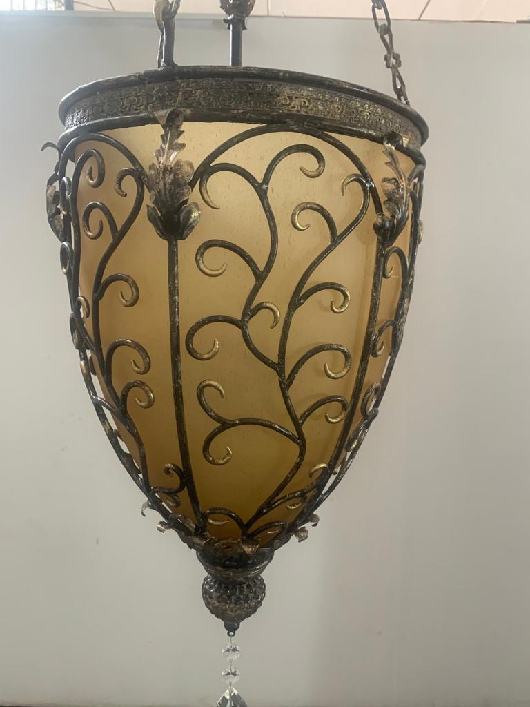 Golden Iron and Glass Lanterns, 1970s For Sale 1