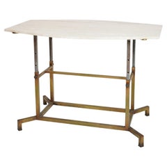 Golden iron and iron and travertine table, 1970s.