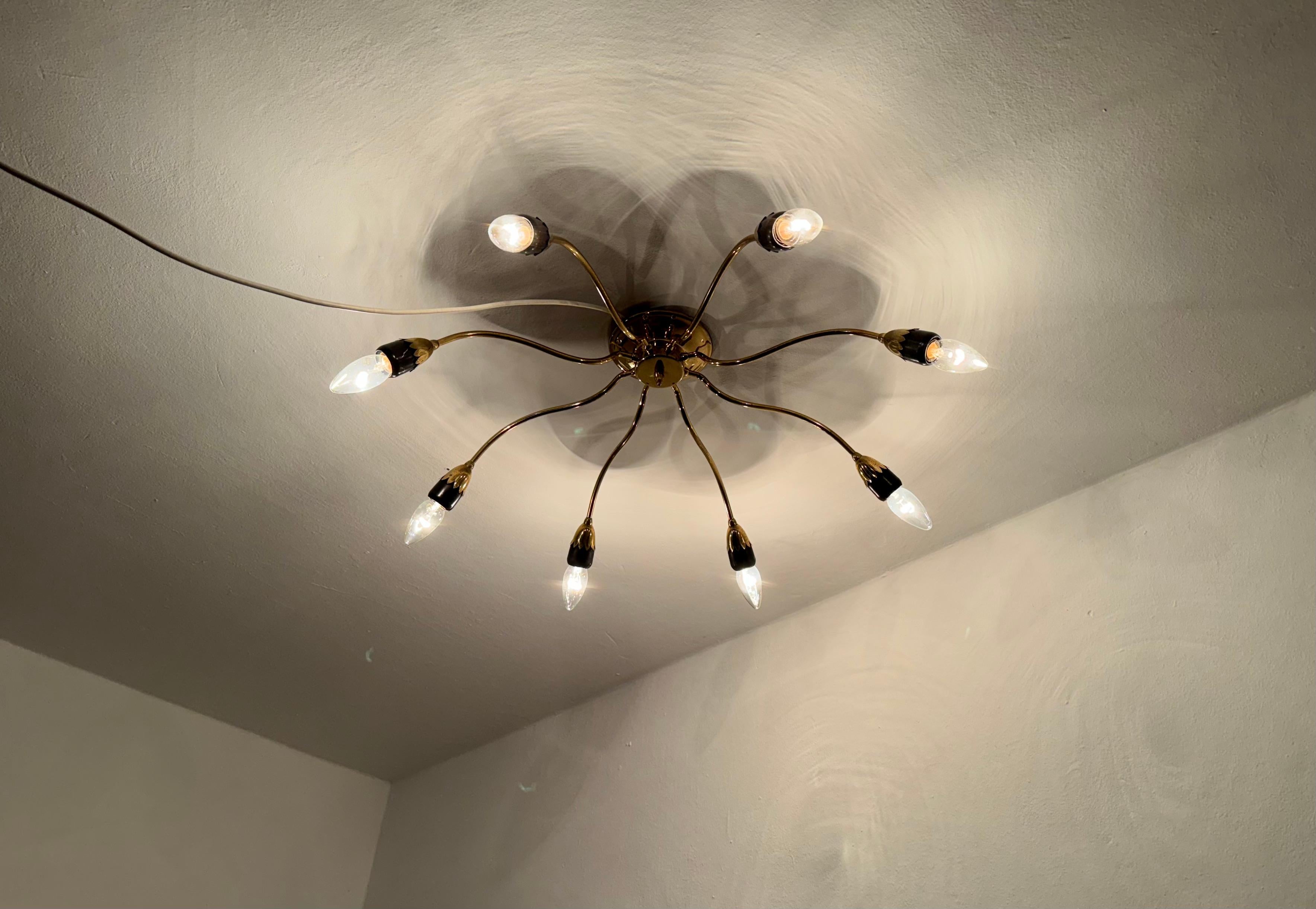 Lampada da incasso in ottone italiano dorato in vendita 5
