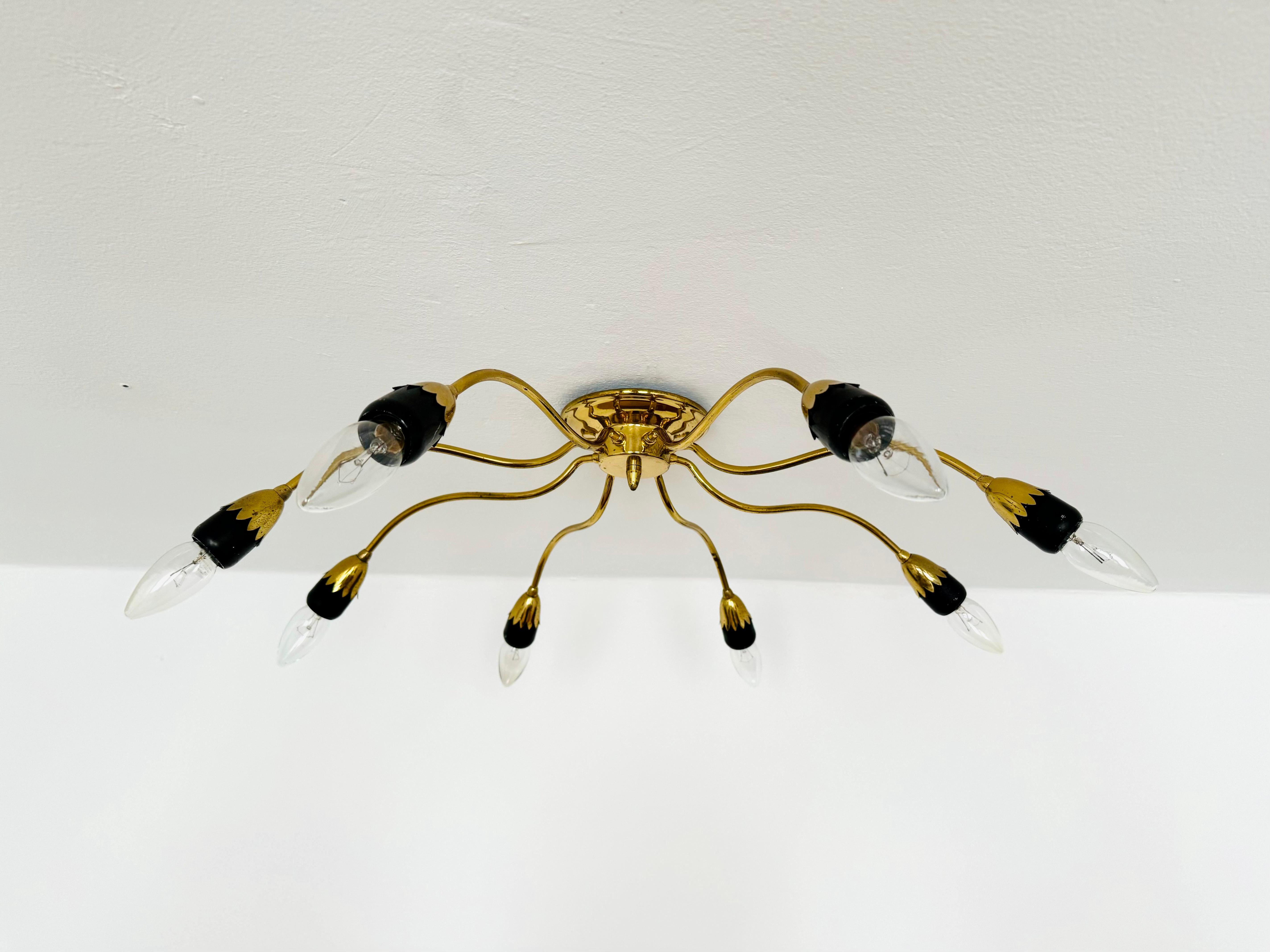 Mid-Century moderno Lampada da incasso in ottone italiano dorato in vendita