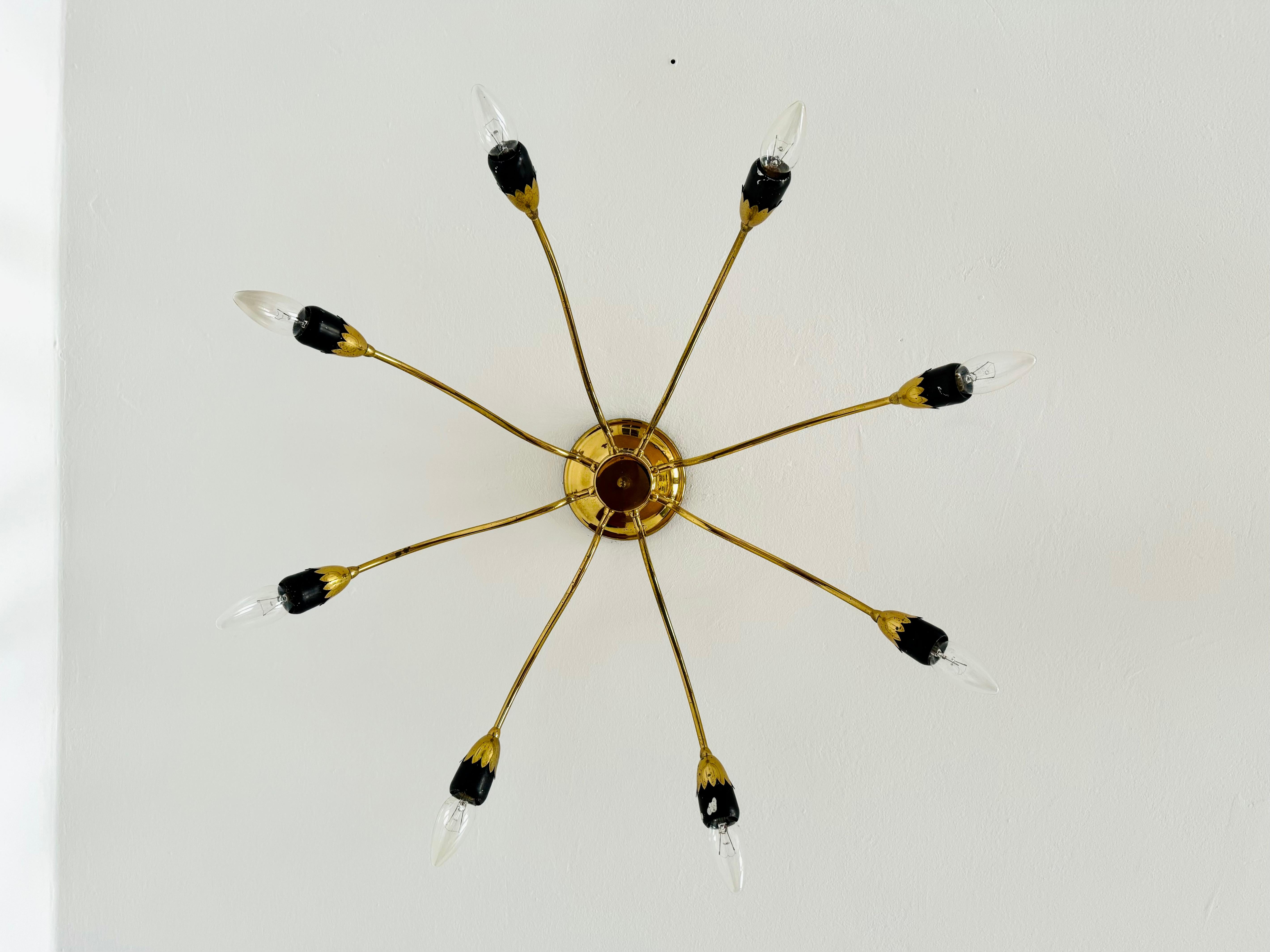 Metà XX secolo Lampada da incasso in ottone italiano dorato in vendita