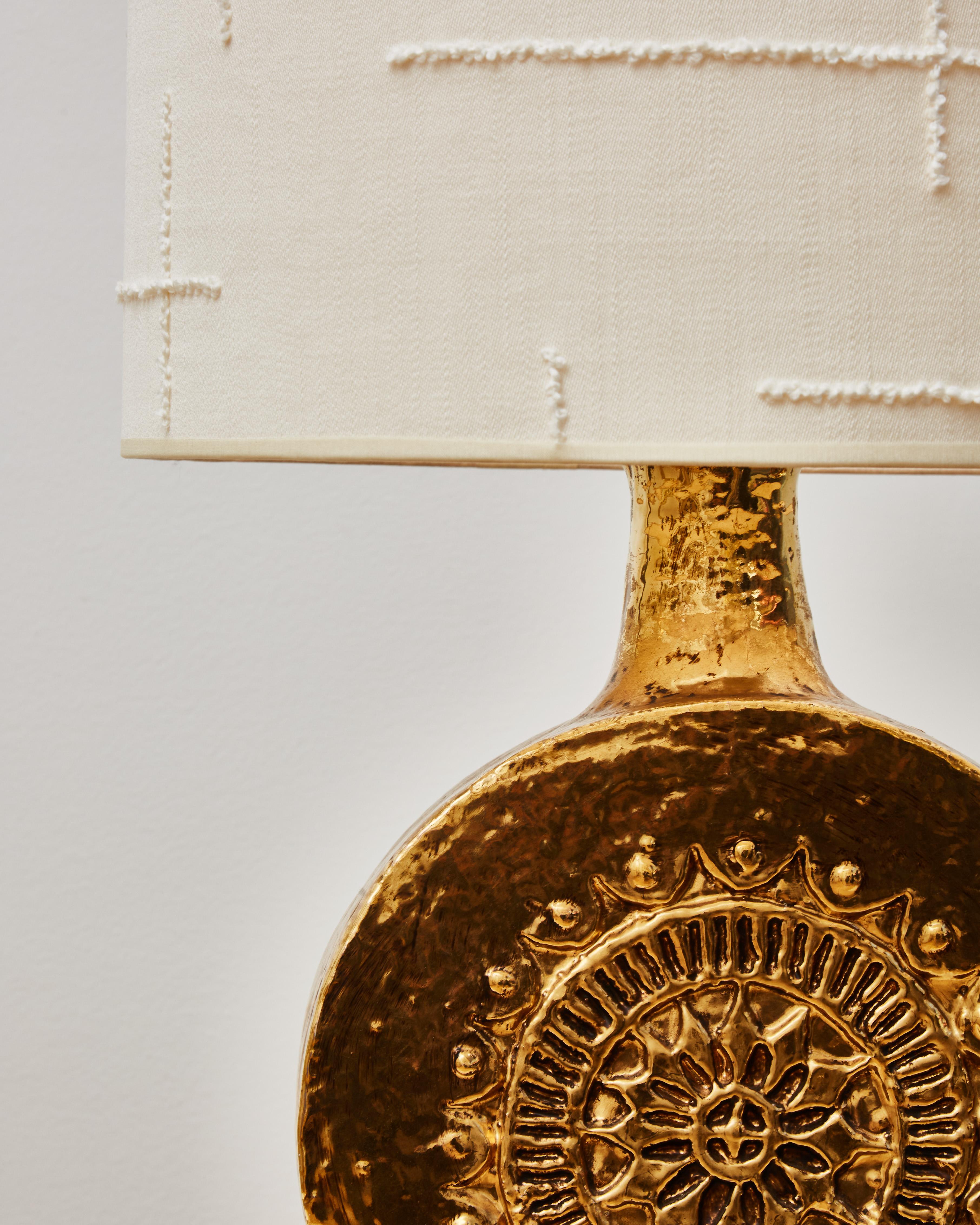Mid-Century Modern Golden Italian Ceramic Table Lamp