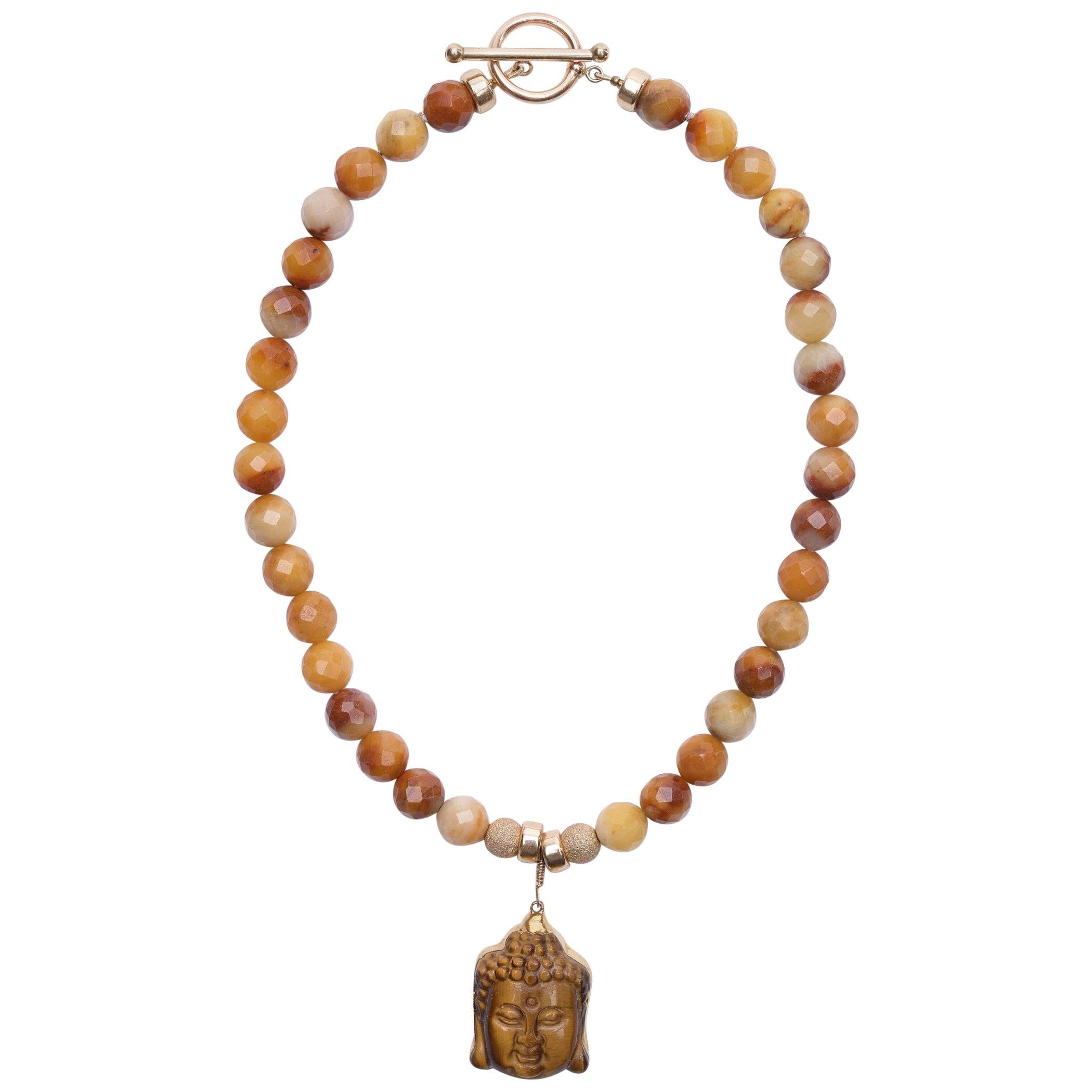 Golden Jade Buddha Necklaces For Sale