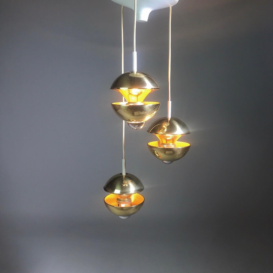 Brass Golden Kaskade Ceiling Light by Klaus Hempel for Kaiser Leuchten, Germany, 1970s For Sale