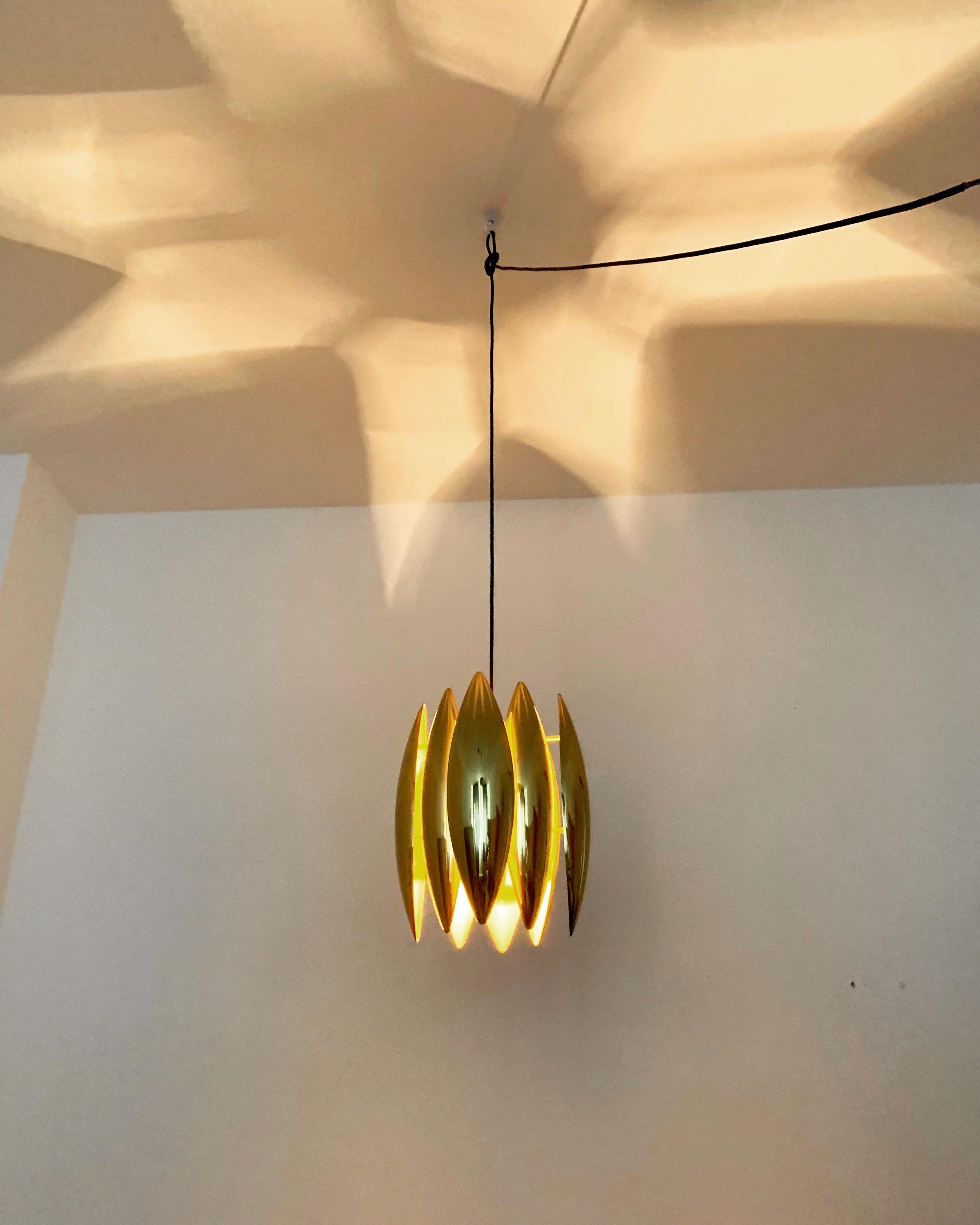 Golden Kastor pendant lamp by Jo Hammerborg for Fog and Morup For Sale 1