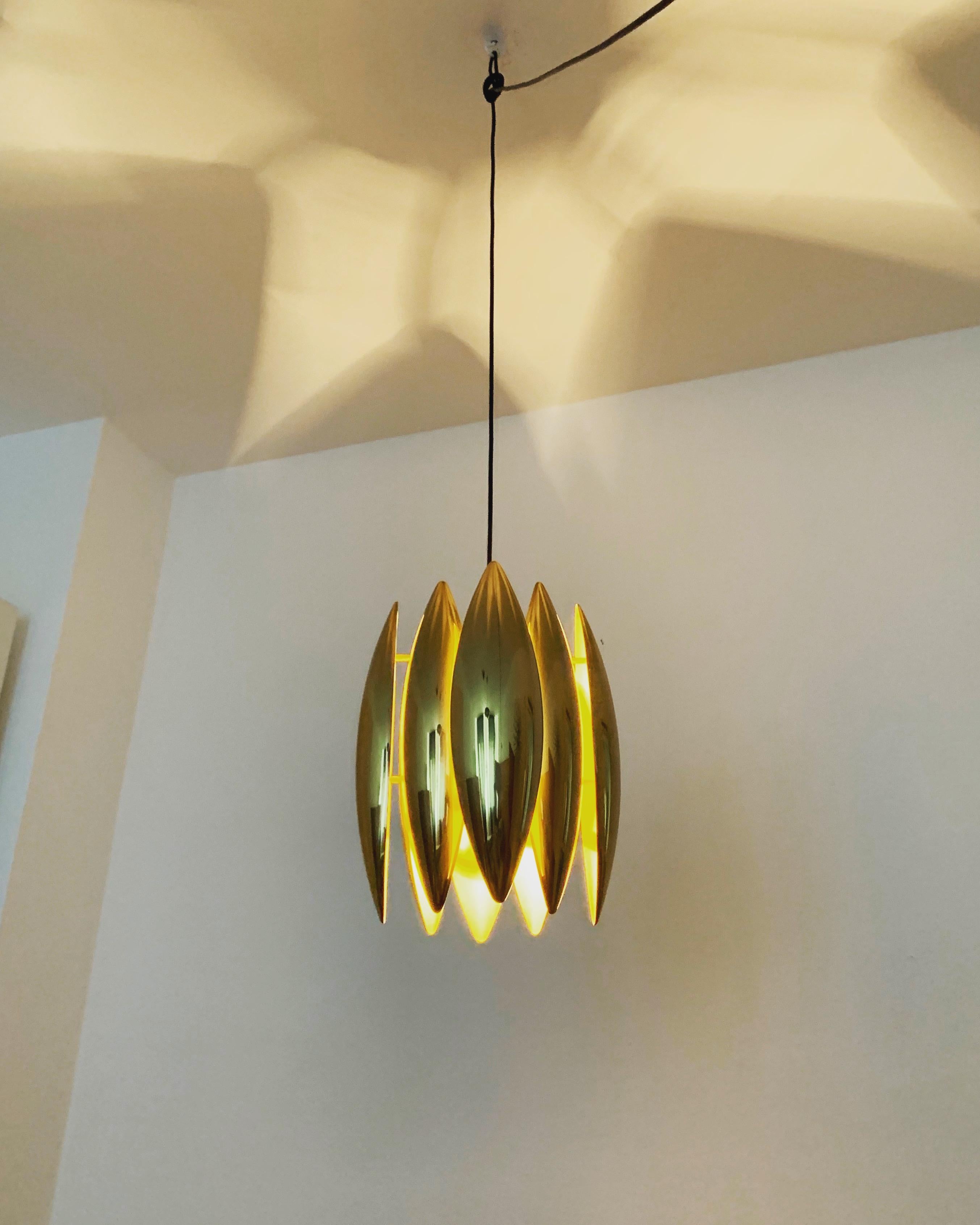 Golden Kastor pendant lamp by Jo Hammerborg for Fog and Morup For Sale 2