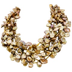 Golden Keshi Pearl 8 strand necklace, gold plated , Eco-luxe by Sylvia Gottwald