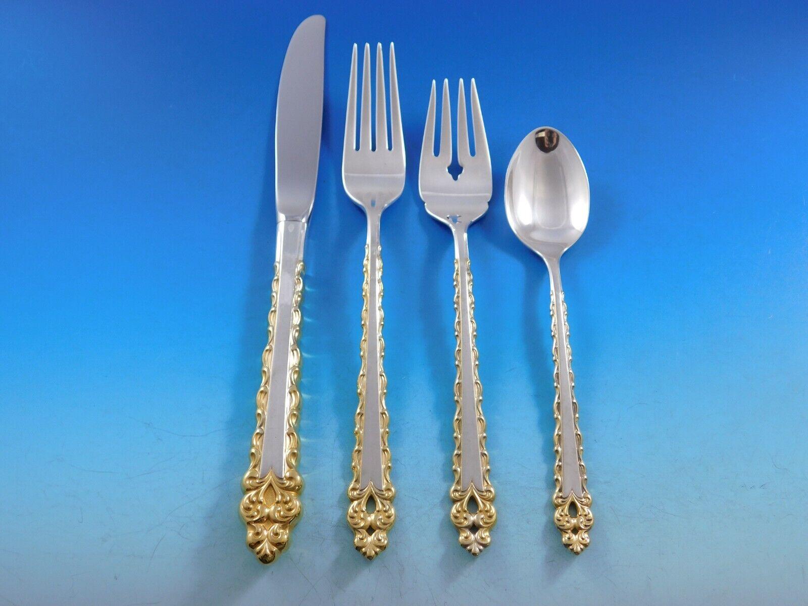 Golden La Strada by International Sterling Silver Flatware Service Set 60 pieces In Excellent Condition For Sale In Big Bend, WI