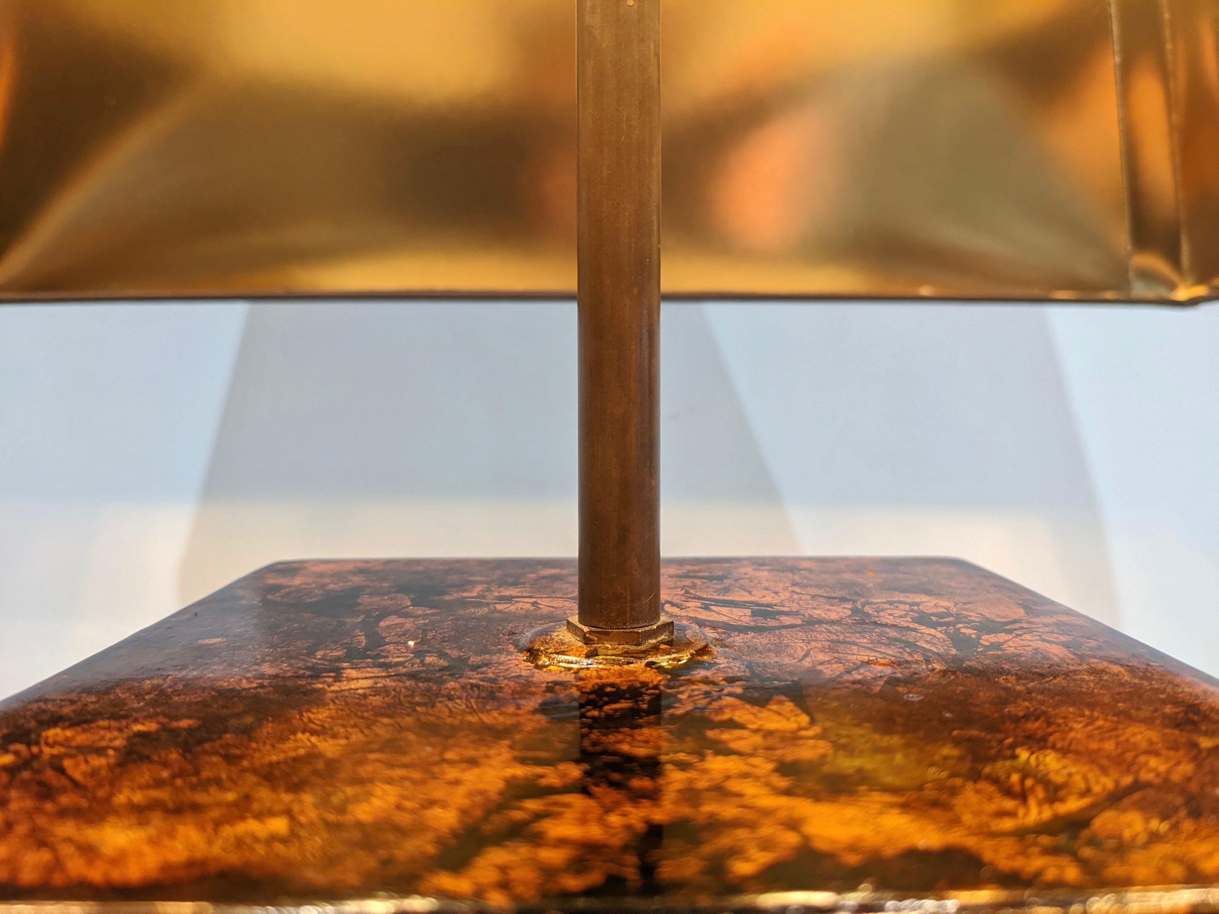 French Golden Lacquered Lamp, circa 1970