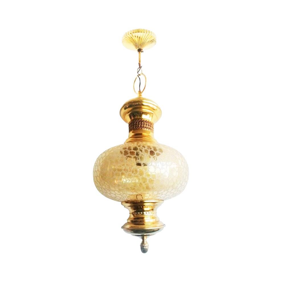  Lanterns or Pendant  Gold  Brass and Glass, Spain Mid 20th Century 15