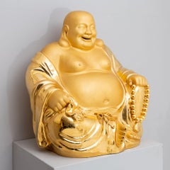 Golden Laughing Buddha Made of Porcelain, 20th Century