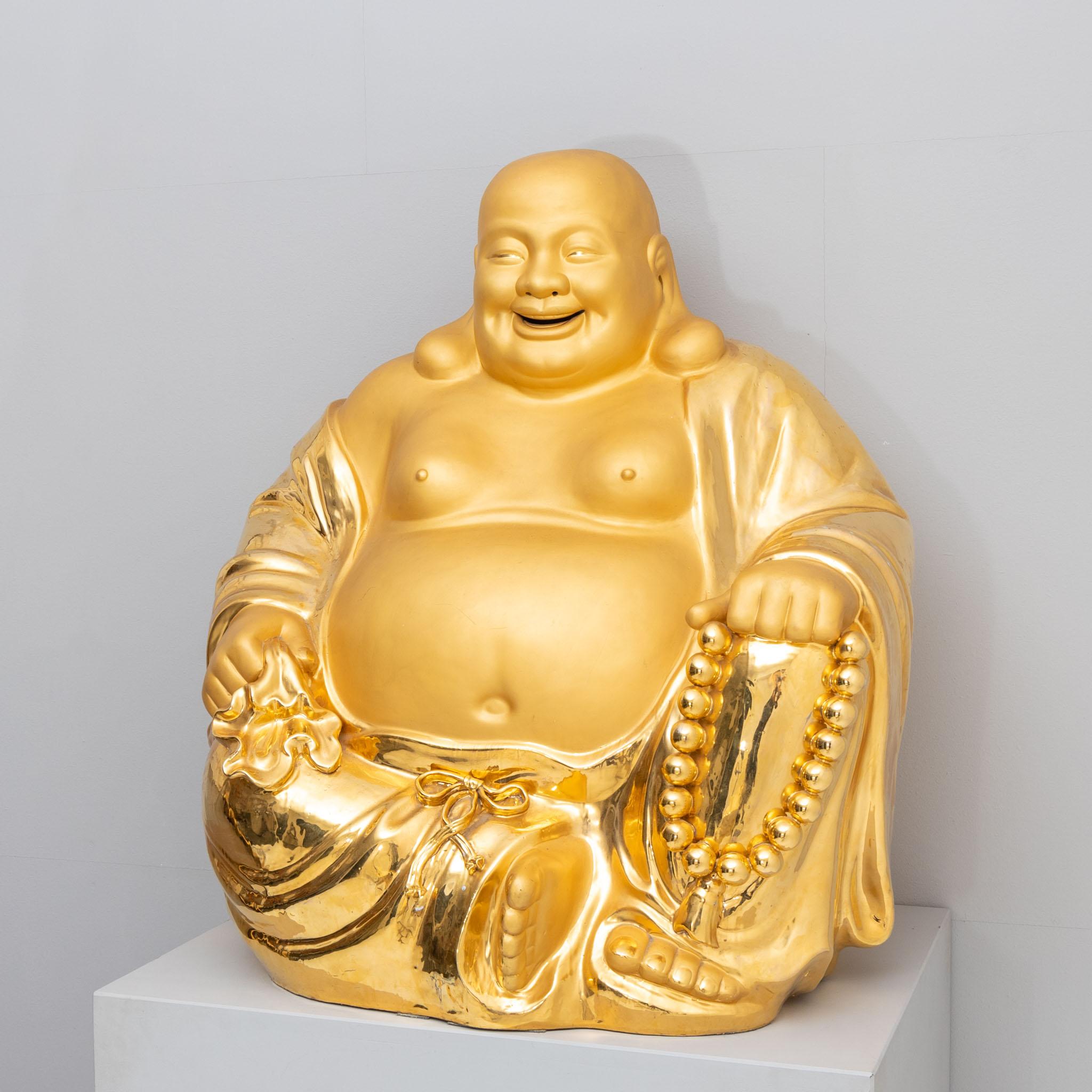 Unknown Golden Laughing Buddha Made of Porcelain, 20th Century For Sale
