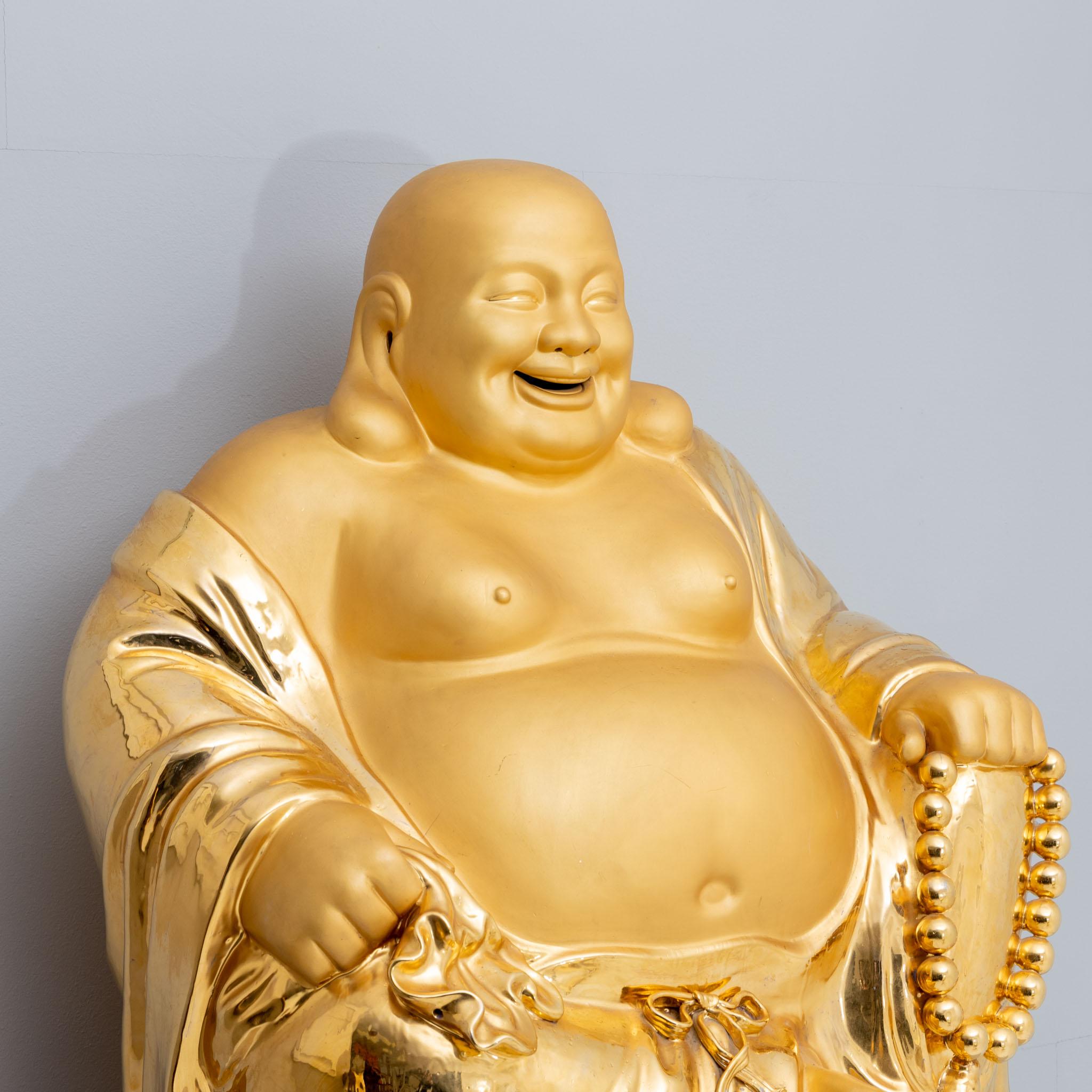 Golden Laughing Buddha Made of Porcelain, 20th Century For Sale 2