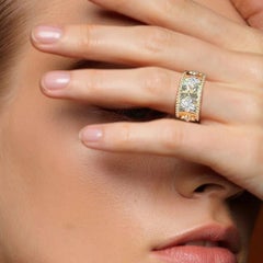 Anillo de diamantes de oro amarillo en forma de hoja dorada de 14 quilates (o 18 quilates bajo pedido)