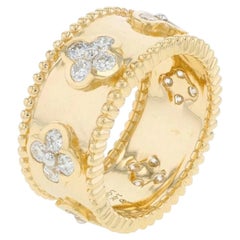 Anillo de diamantes de oro amarillo en forma de hoja dorada de 14 quilates (o 18 quilates bajo pedido)