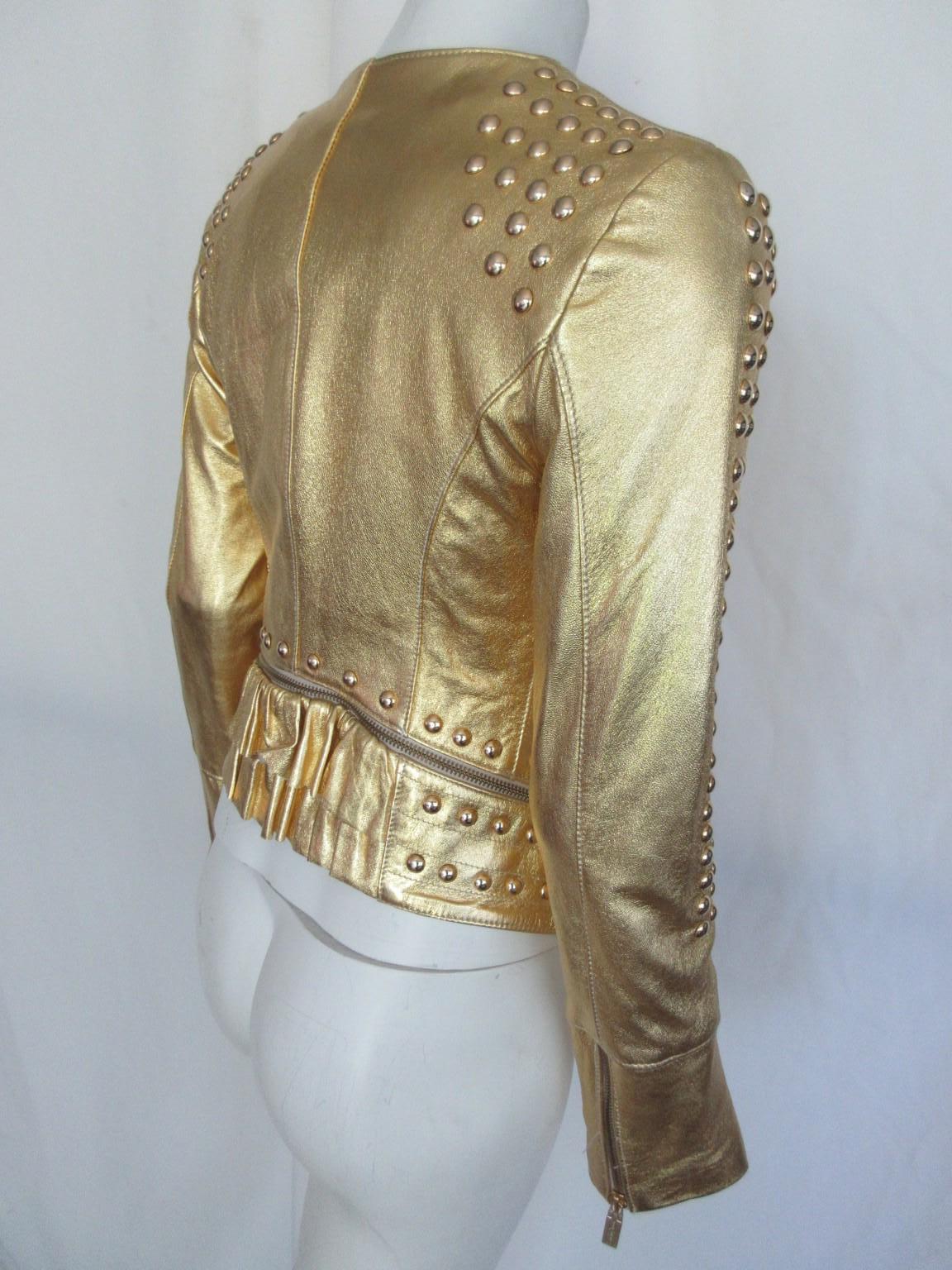 da uomo o donna Giacca in pelle dorata con borchie Small in vendita
