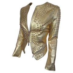 Giacca in pelle dorata con borchie Small