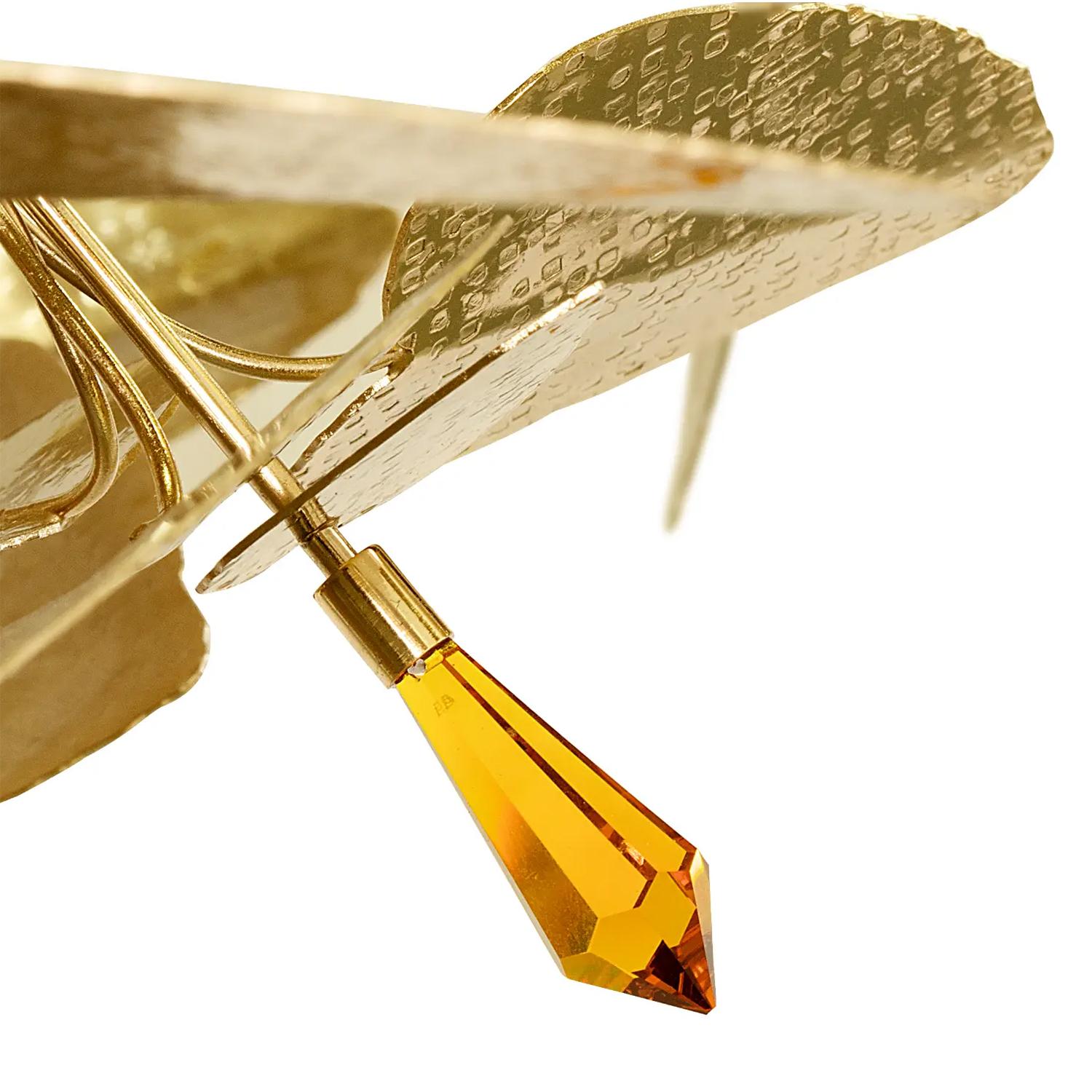 XXI secolo e contemporaneo Lampadario con foglie d'oro in vendita