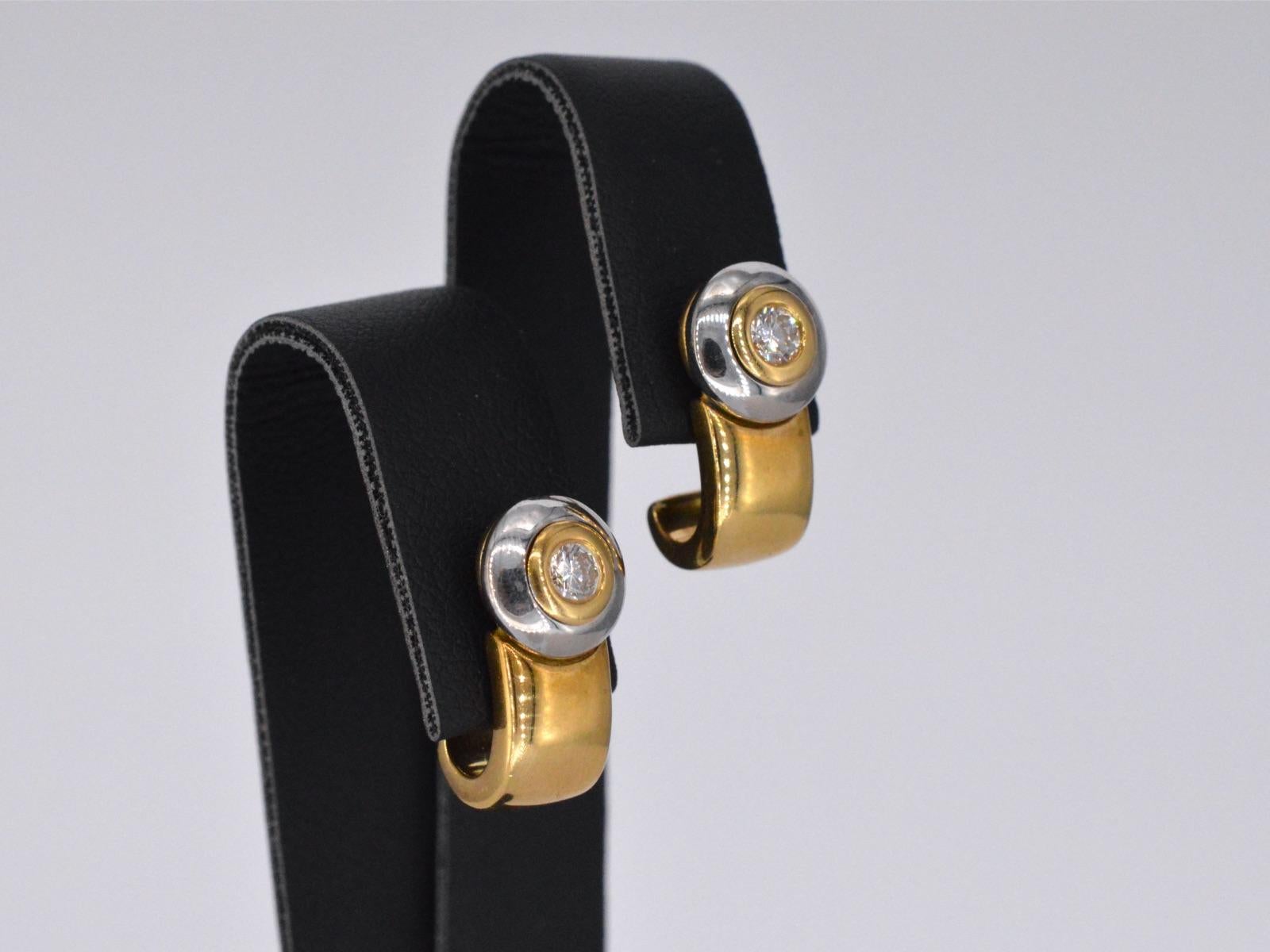 Boucles d'oreilles Lechic doré avec diamants Excellent état - En vente à AMSTELVEEN, NH
