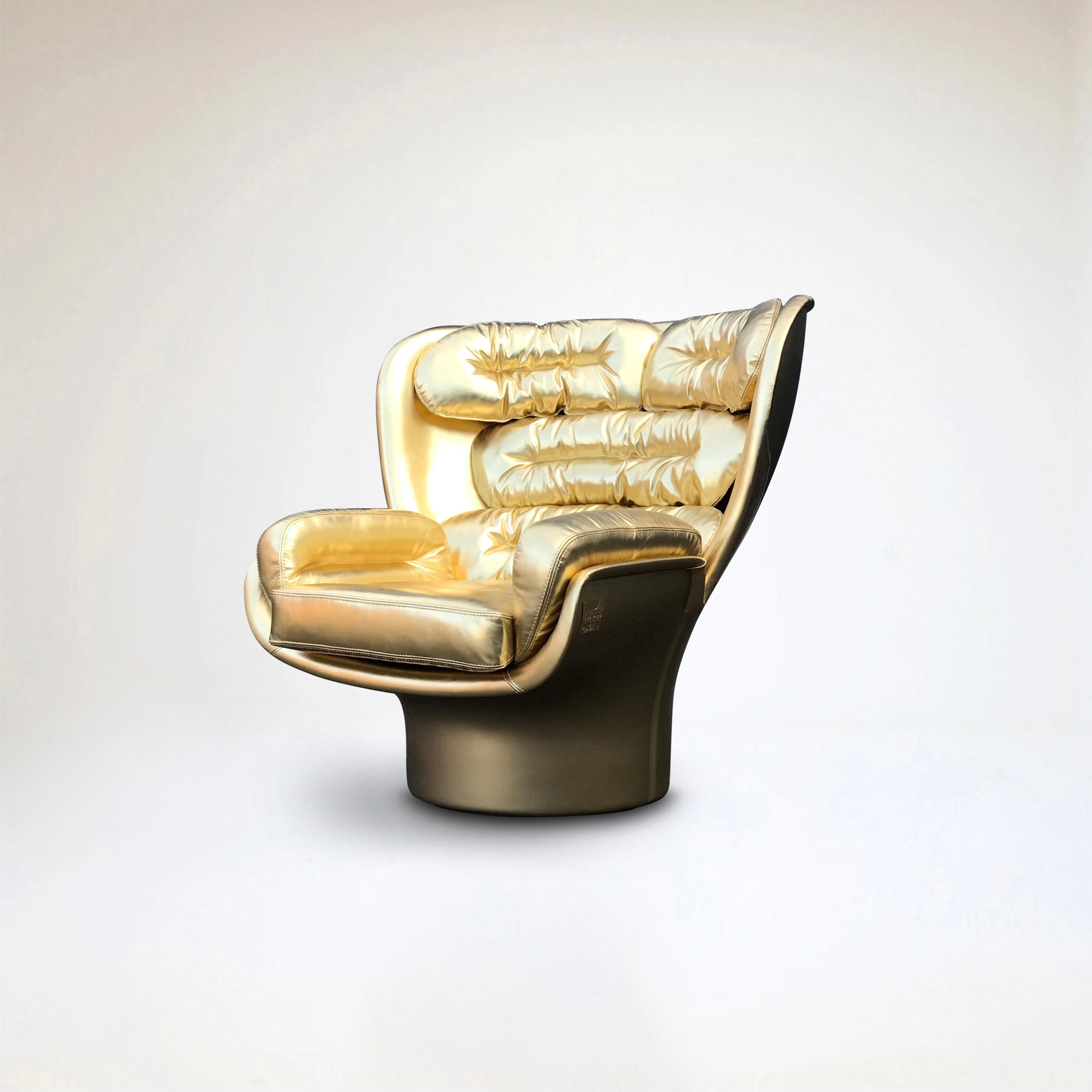 Contemporary Golden Limited Edition Elda Chair by Joe Colombo for Longhi Italy no. 7/20 For Sale