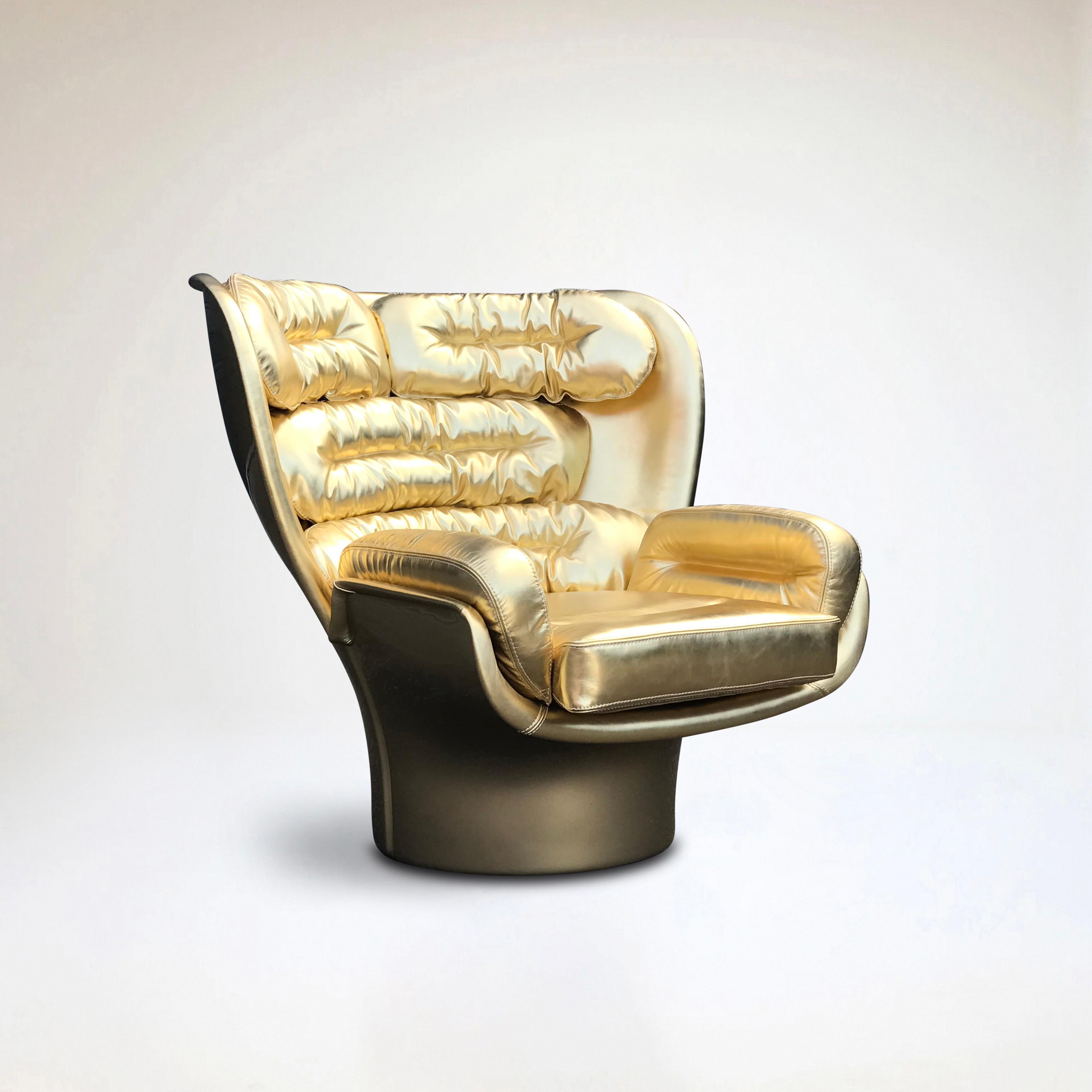 Golden Limited Edition Elda Chair by Joe Colombo for Longhi Italy no. 7/20 For Sale 1