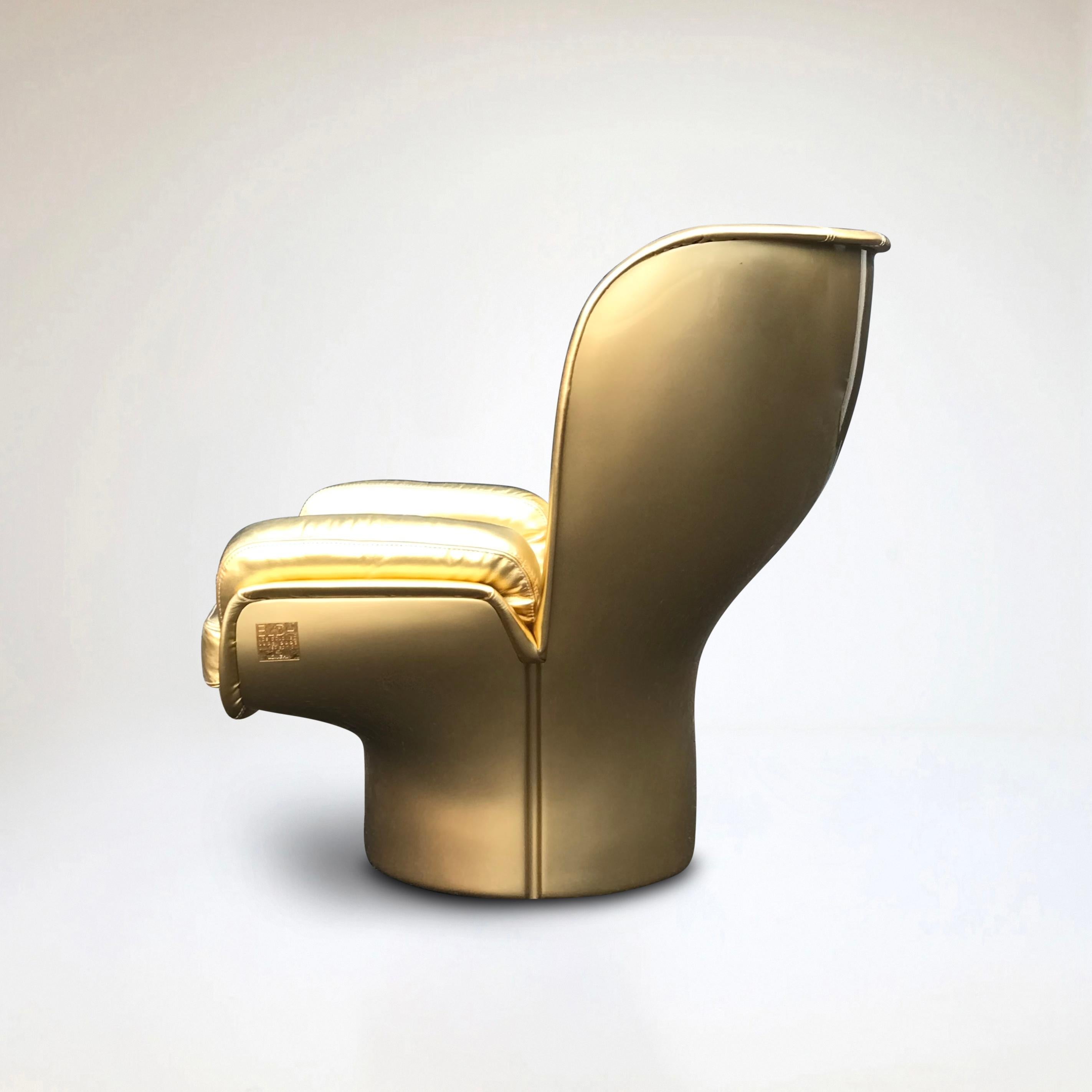 Space Age Golden Limited Edition Elda Chair by Joe Colombo for Longhi Italy no. 7/20 For Sale
