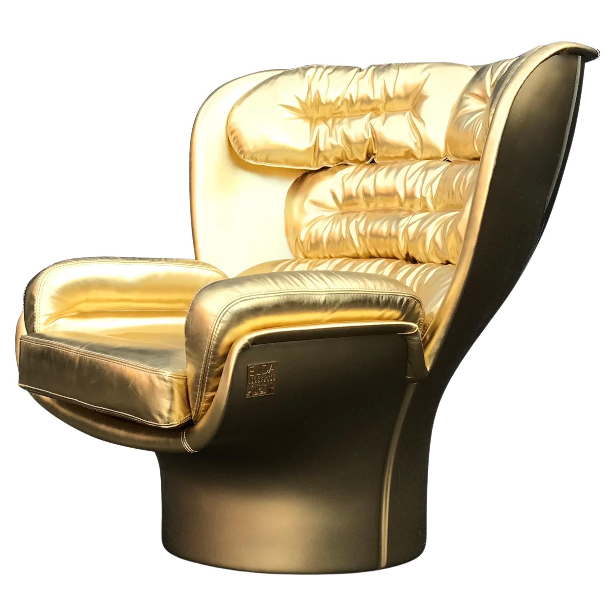 Golden Limited Edition Elda Chair by Joe Colombo for Longhi Italy no. 7/20 For Sale