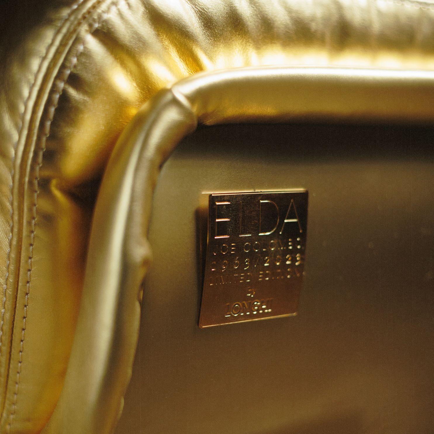 Contemporary Golden Limited Edition Elda Chair by Joe Colombo for Longhi Italy no. 8/20 For Sale