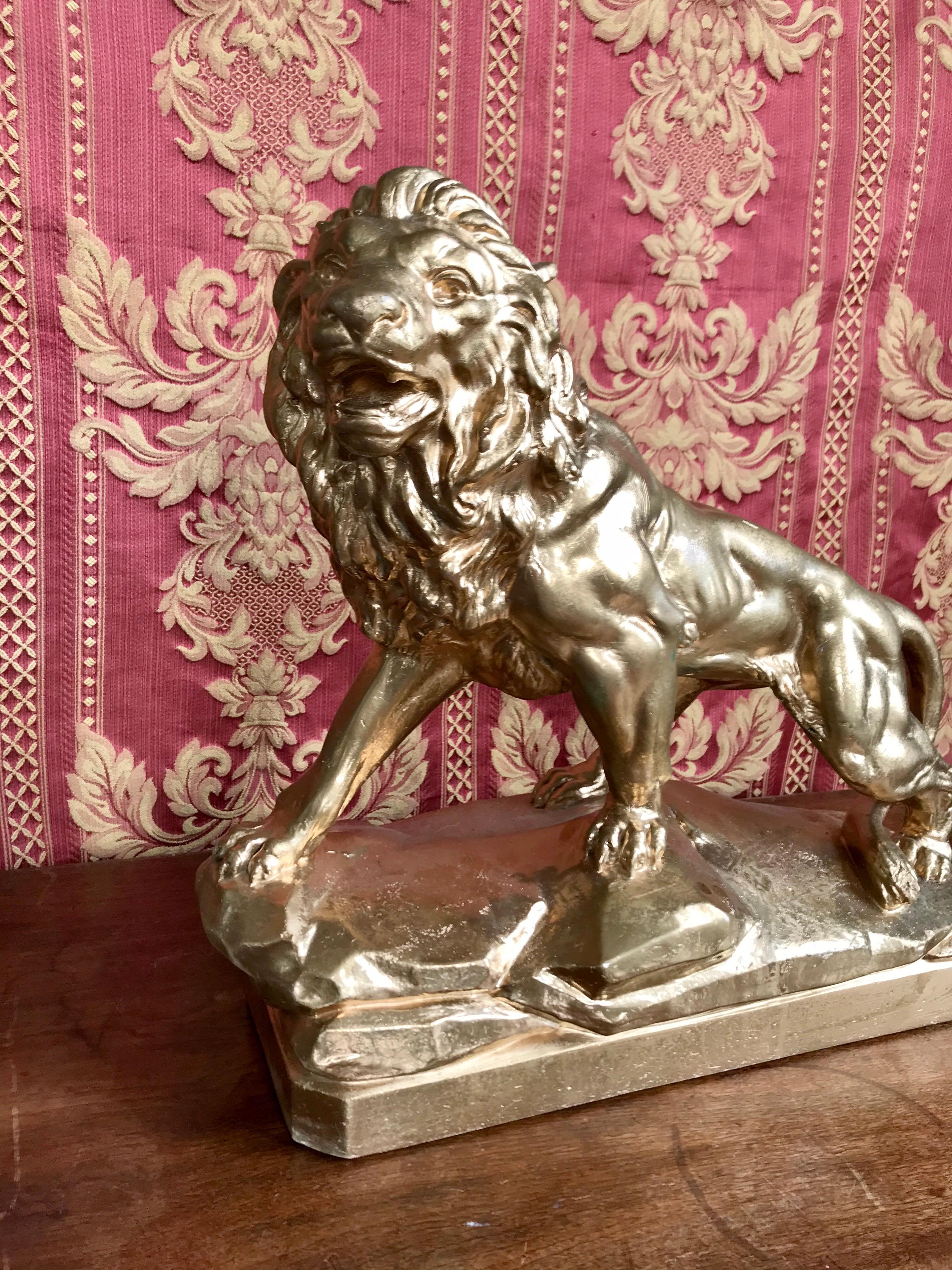 Art Deco Golden Lion, circa 1950 For Sale