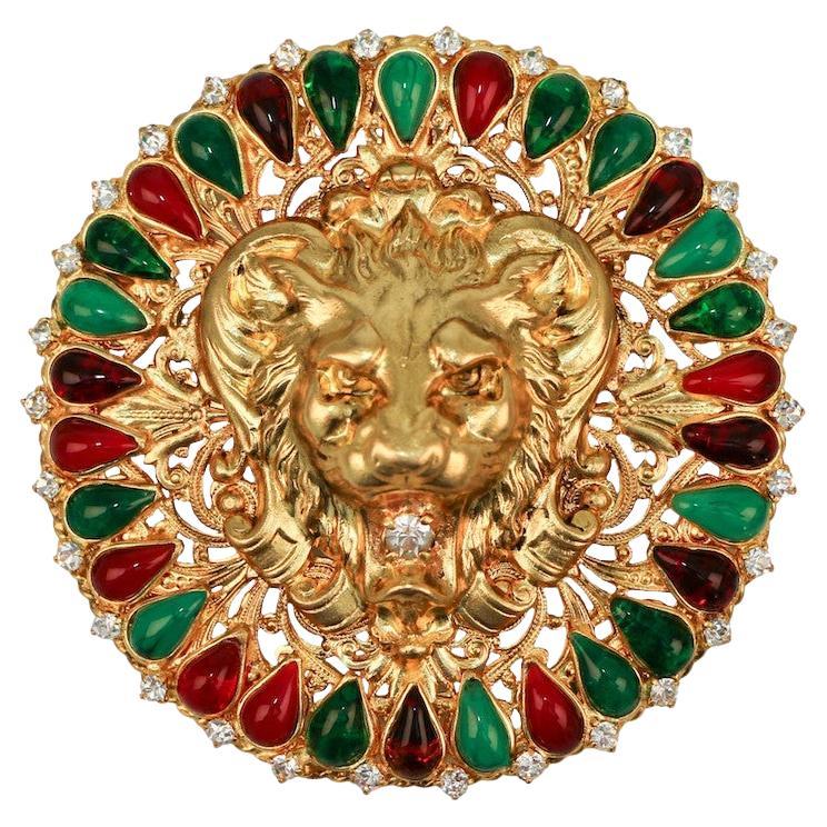 Broche tête de lion en or Marguerite de Valois