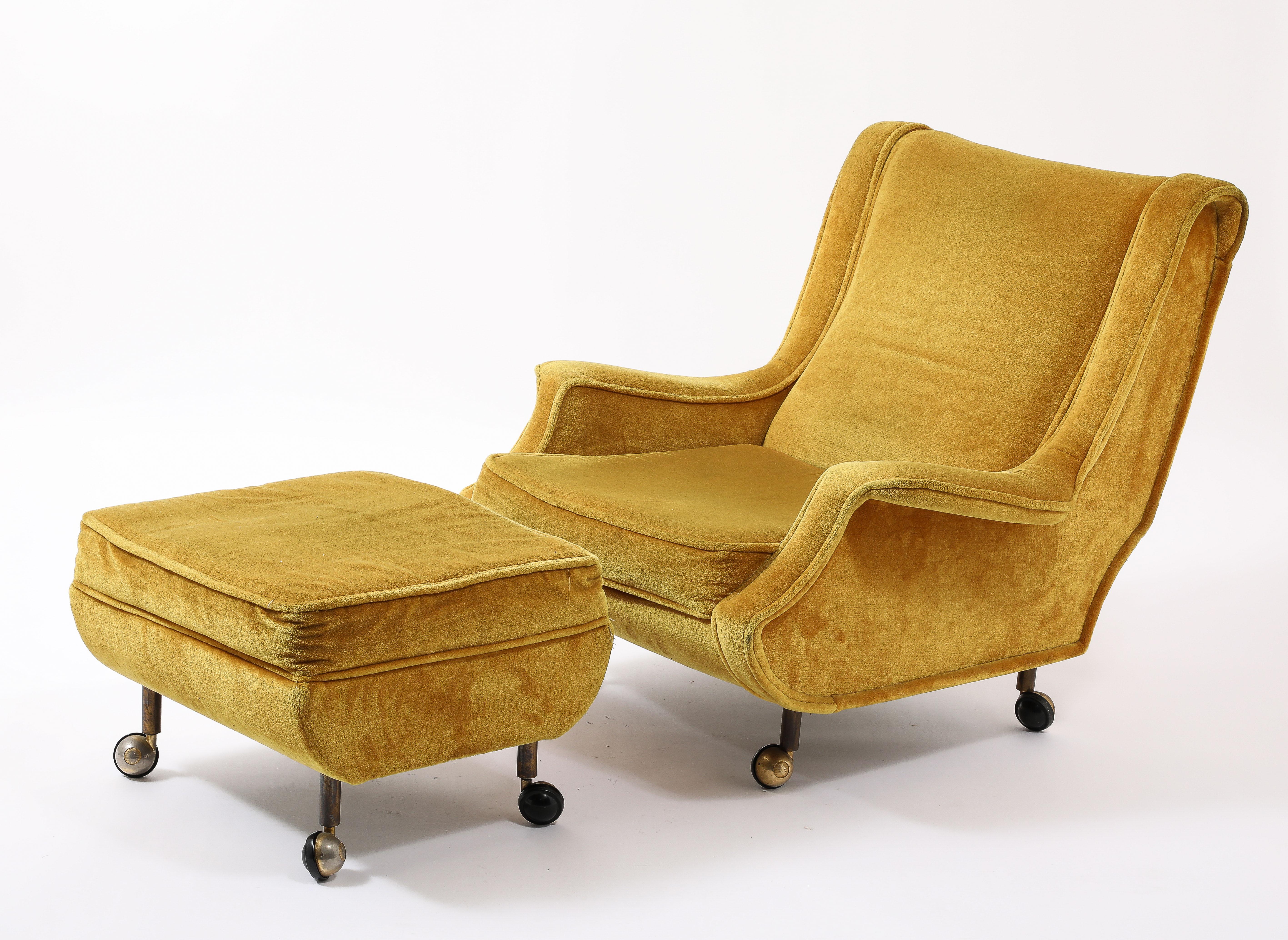 Golden Marco Zanuso “Regent” Armchair, Italy 1950's For Sale 5