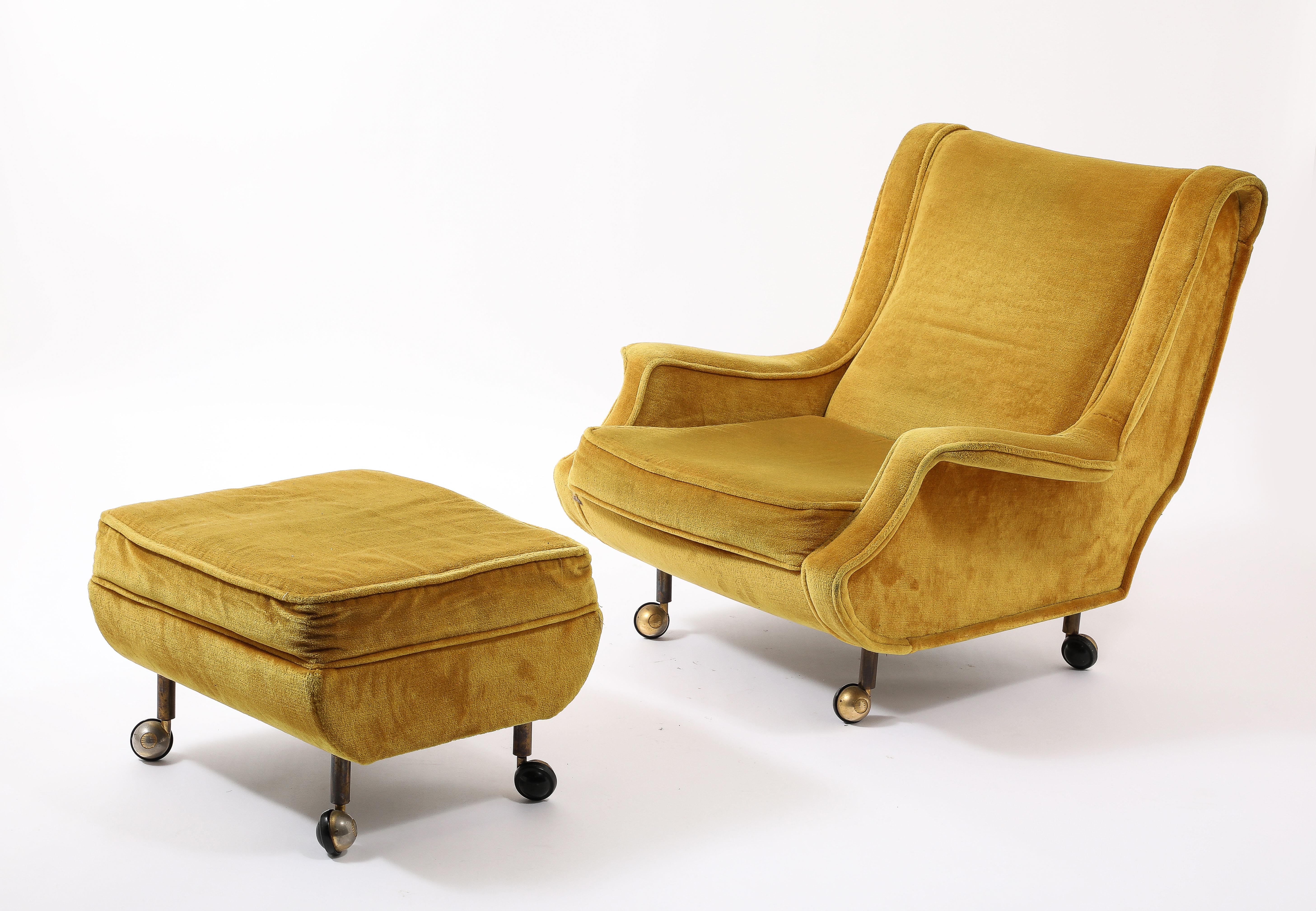 Golden Marco Zanuso “Regent” Armchair, Italy 1950's For Sale 6