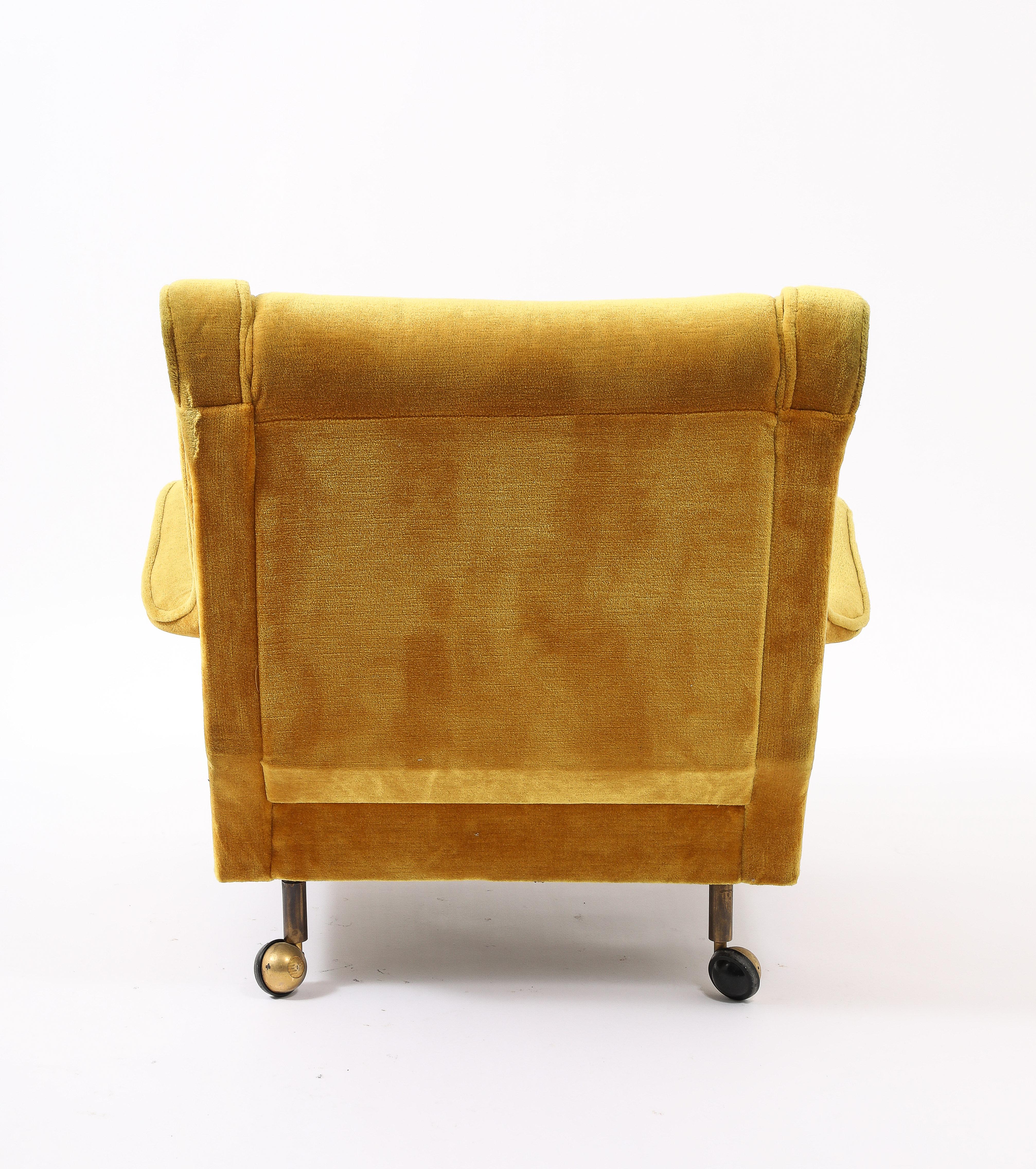 Golden Marco Zanuso “Regent” Armchair, Italy 1950's In Fair Condition For Sale In New York, NY