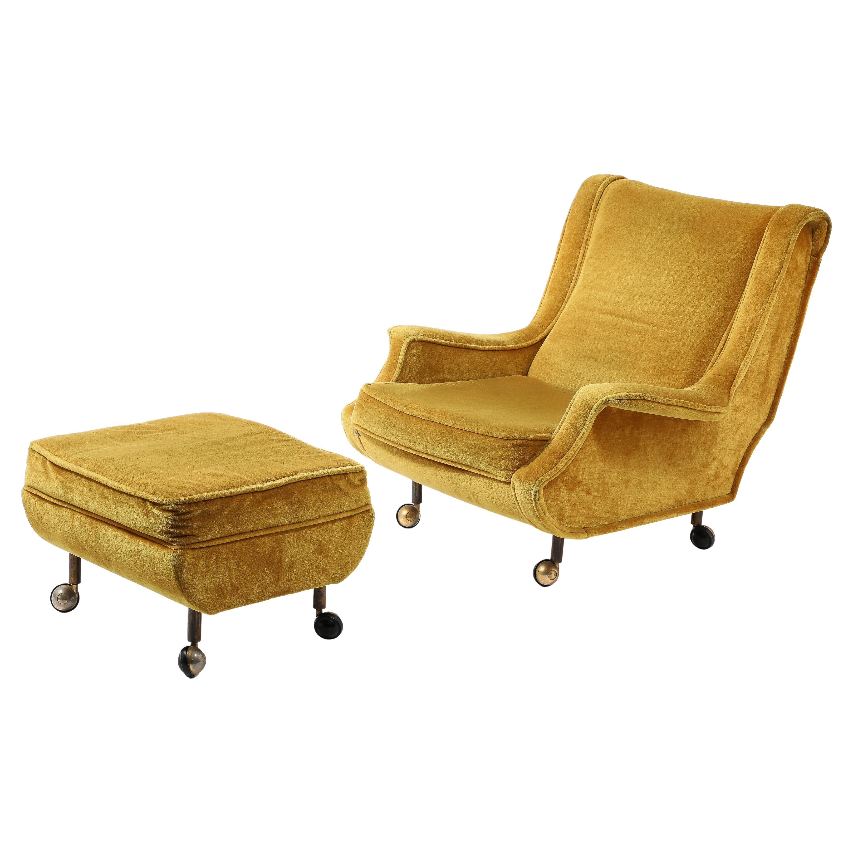 Golden Marco Zanuso “Regent” Armchair, Italy 1950's For Sale