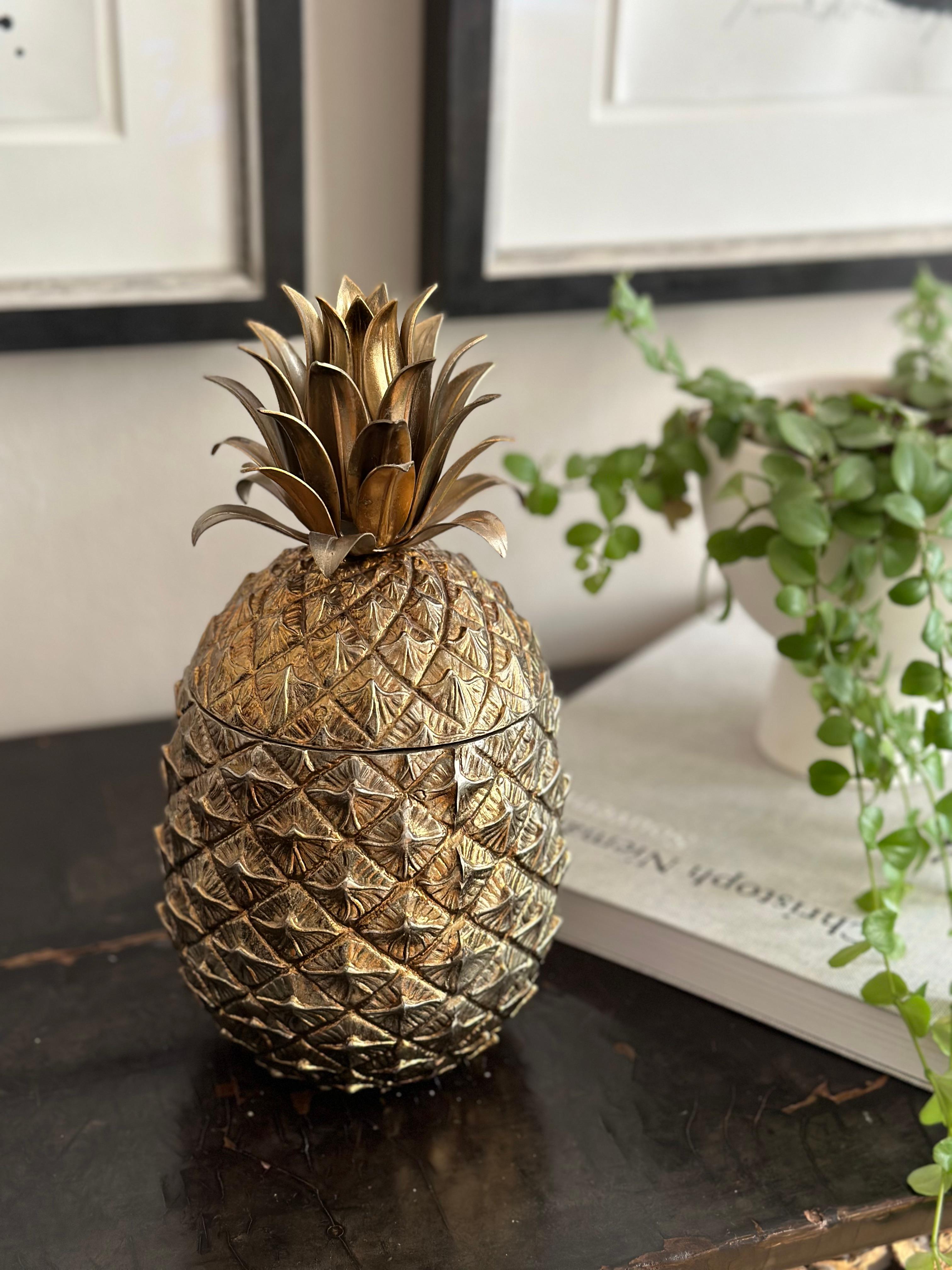  Golden Mauro Manetti Pineapple Ice Bucket from Florence, Italy, circa 1970 For Sale 7