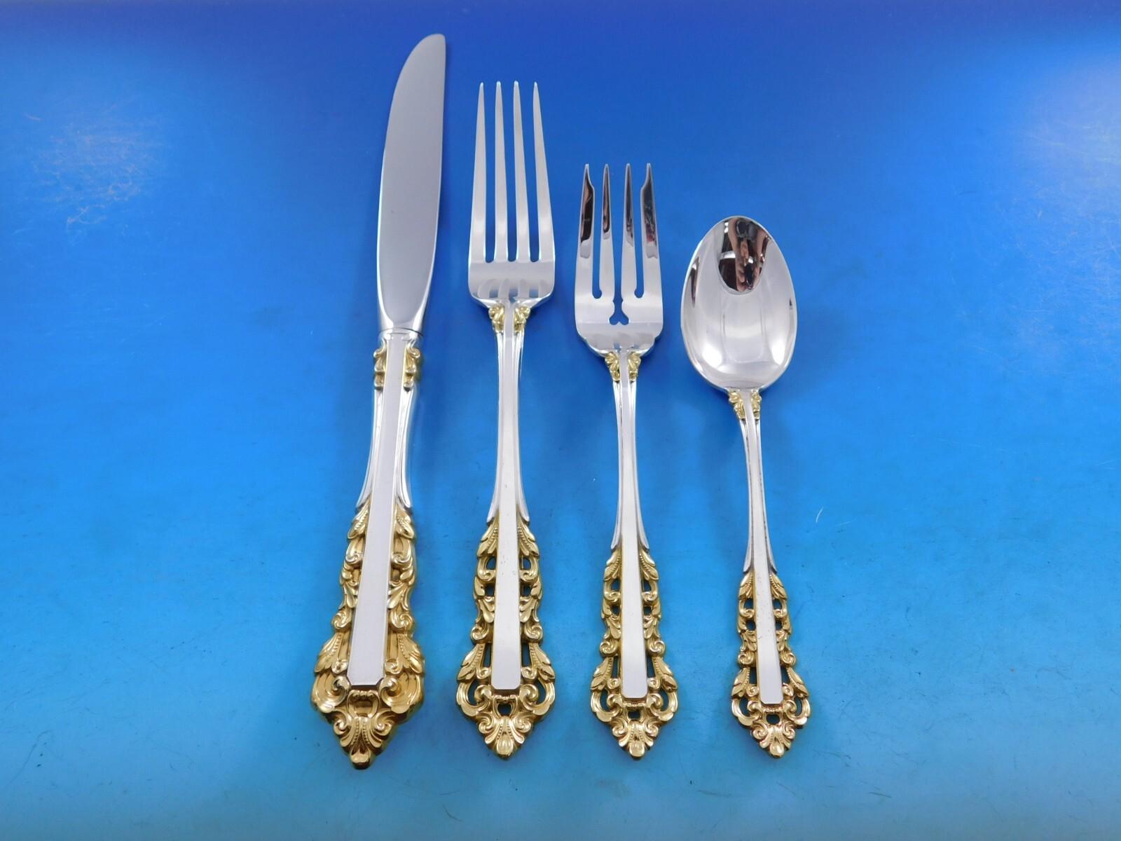 Golden Medici by Gorham Sterling Silver Flatware Set for 8 Service 50 pcs Dinner en vente 2
