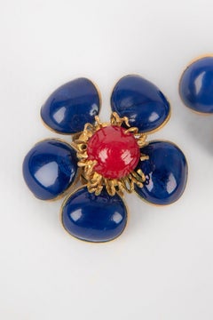 Goldene Metallohrringe mit Blumenclips, 1950er-Jahre