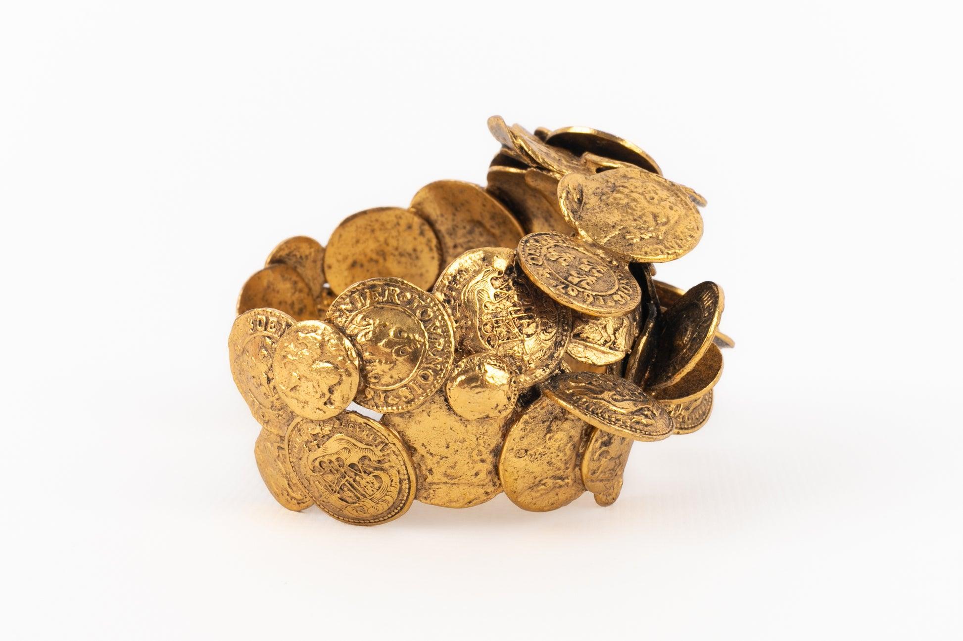 De las mujeres Pulsera de monedas de metal dorado en venta