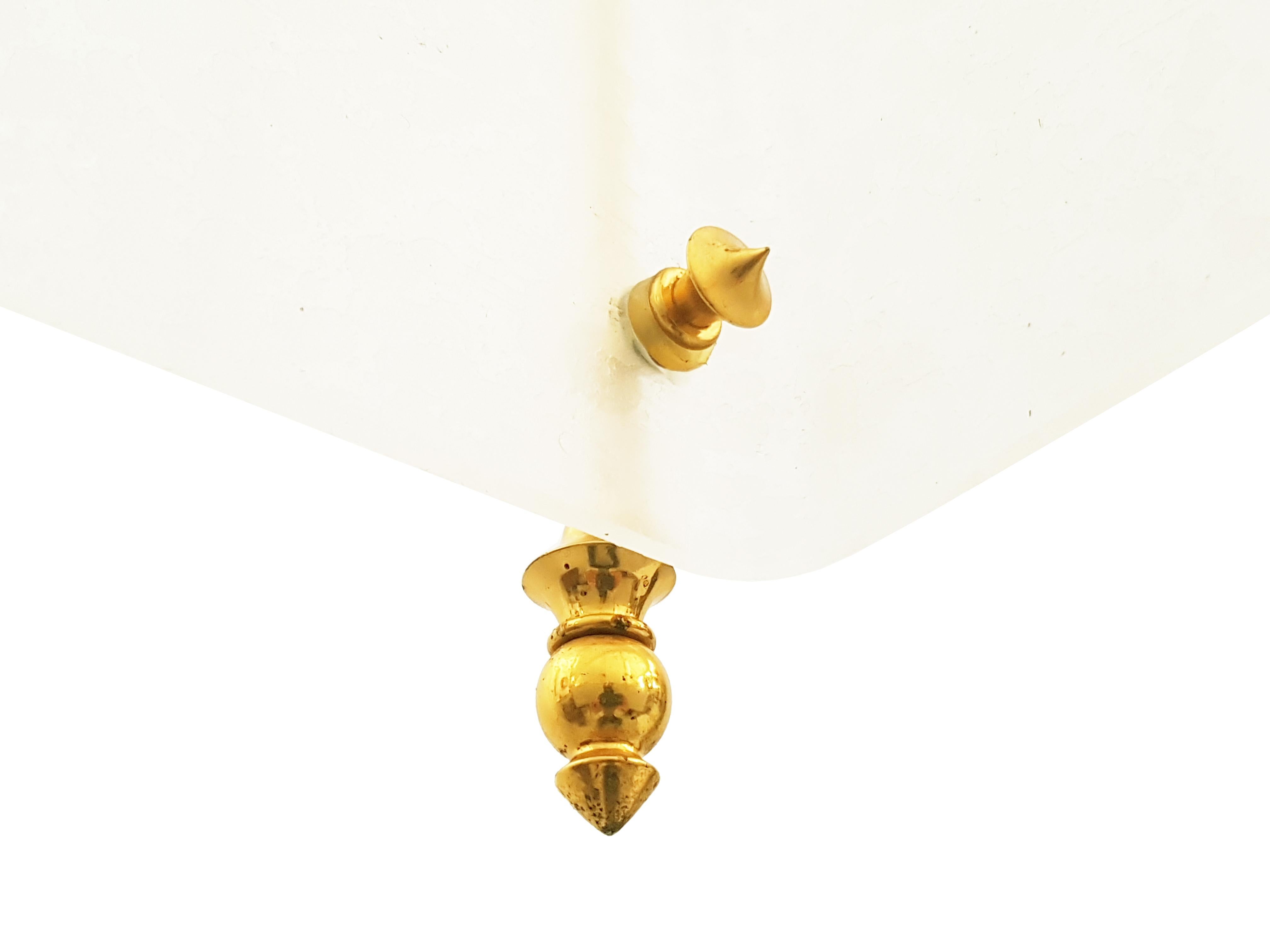 Golden Metal & Etched Glass 1960s Pendant Lamp by Oscar Torlasco for Lumi For Sale 5