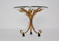 Golden Metal Vintage Hollywood Regency Style Coco Chanel Style Coffee Table 1970