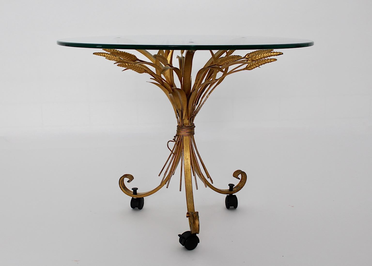 Golden Metal Vintage Hollywood Regency Style Coco Chanel Style Coffee Table 1970 For Sale 1