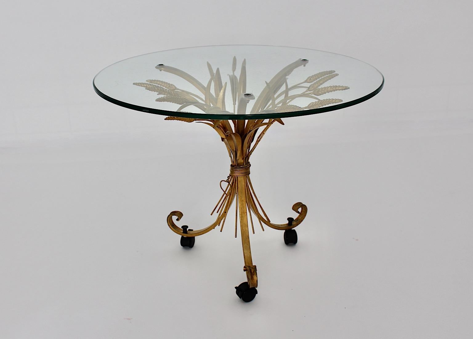 Golden Metal Vintage Hollywood Regency Style Coco Chanel Style Coffee Table 1970 For Sale 2