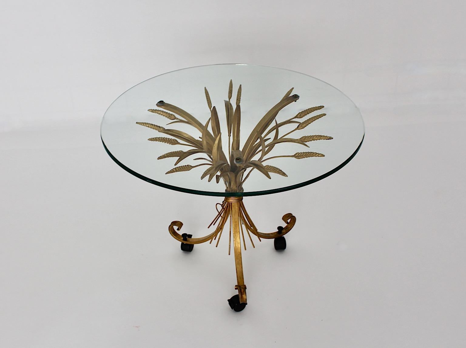 Golden Metal Vintage Hollywood Regency Style Coco Chanel Style Coffee Table 1970 For Sale 3