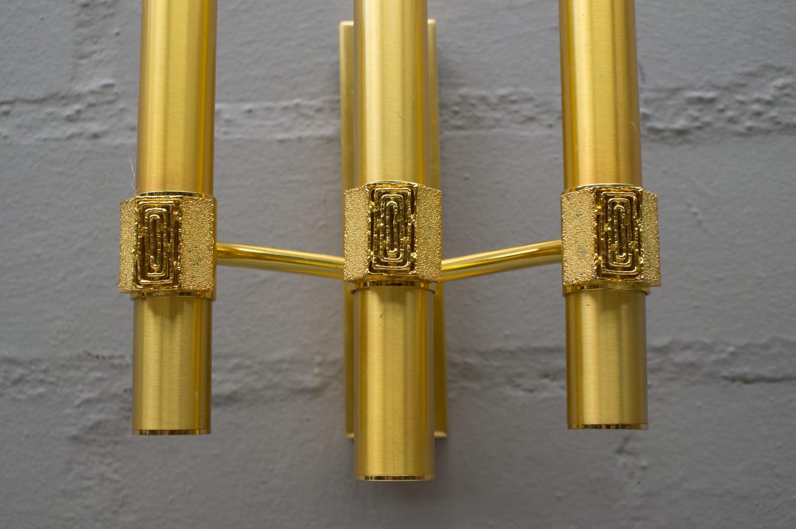 Hollywood Regency Golden Mid-Century Modern Sciolari Wall Lamp, 1960s Italy For Sale